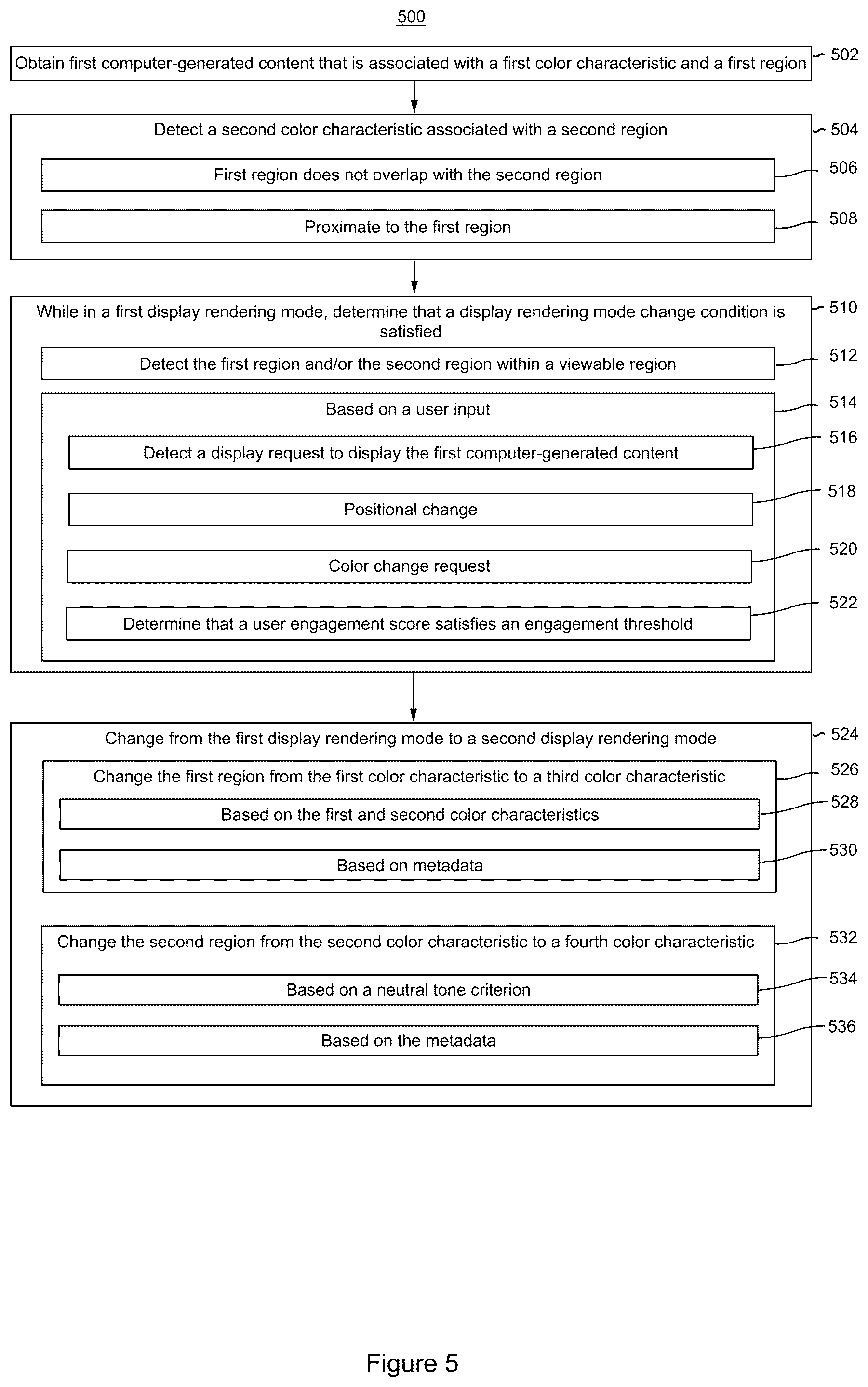 Patent US12597177 Figure 14 – Changing display rendering modes based on multiple regions