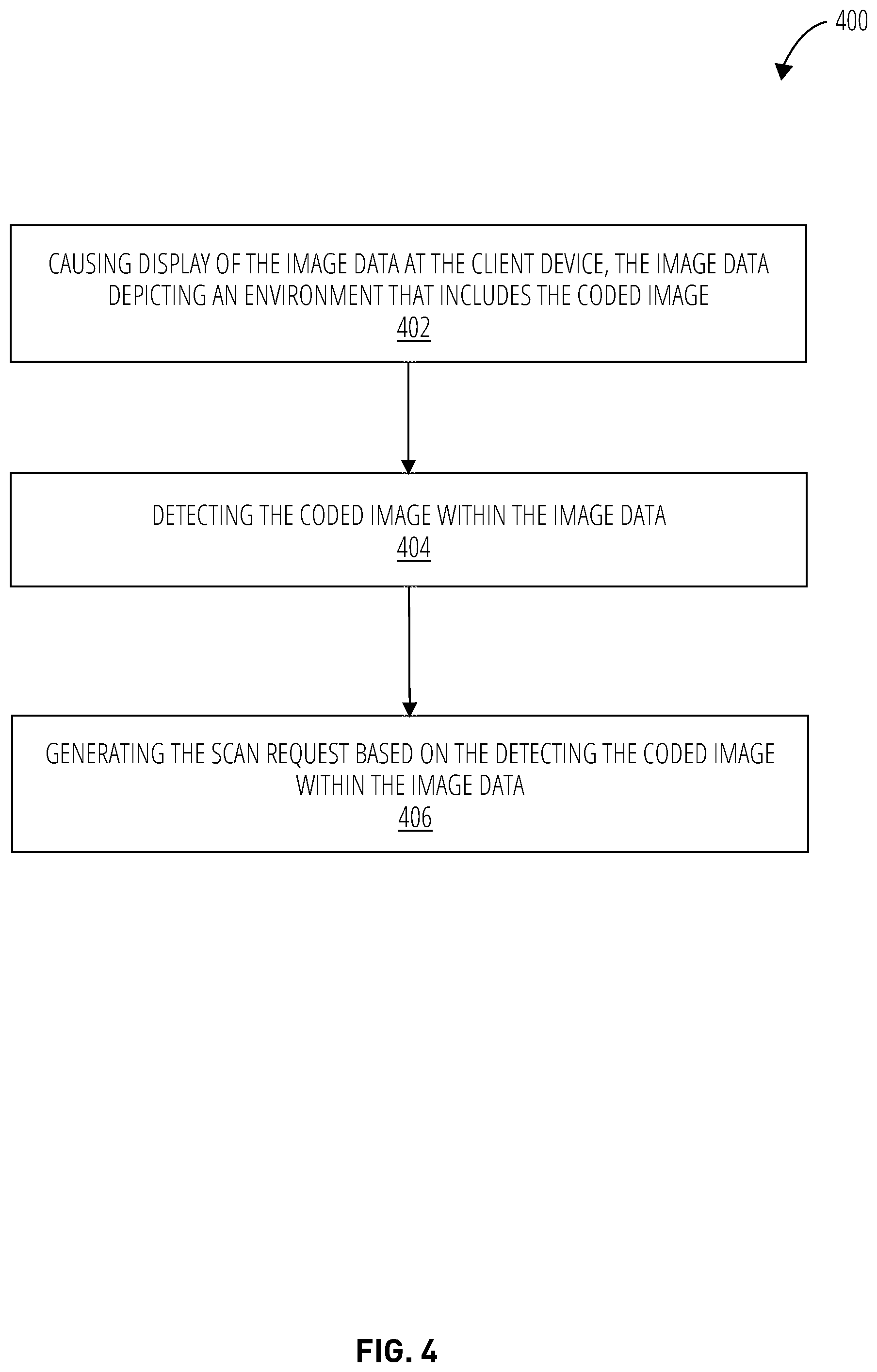 Patent US12597214 Figure 4 – Scannable codes as landmarks for augmented-reality content