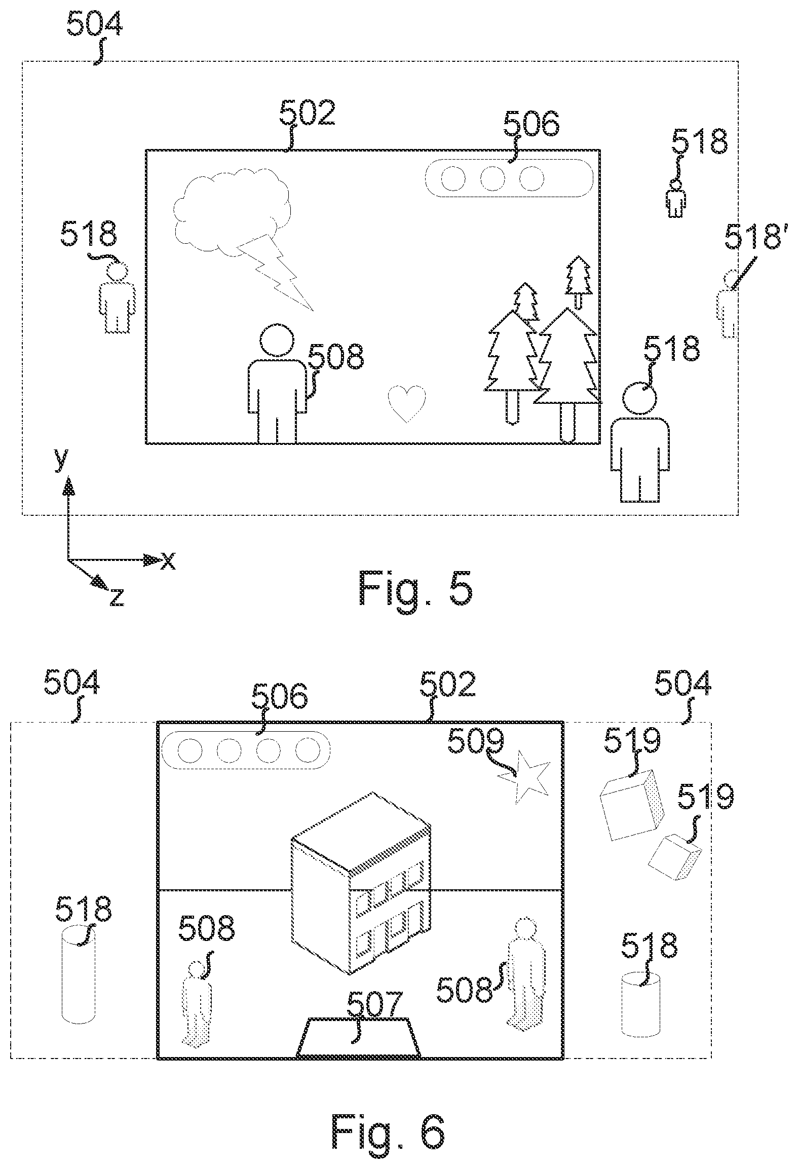Patent US12597215 Figure 5 – Representing virtual objects outside of a display screen