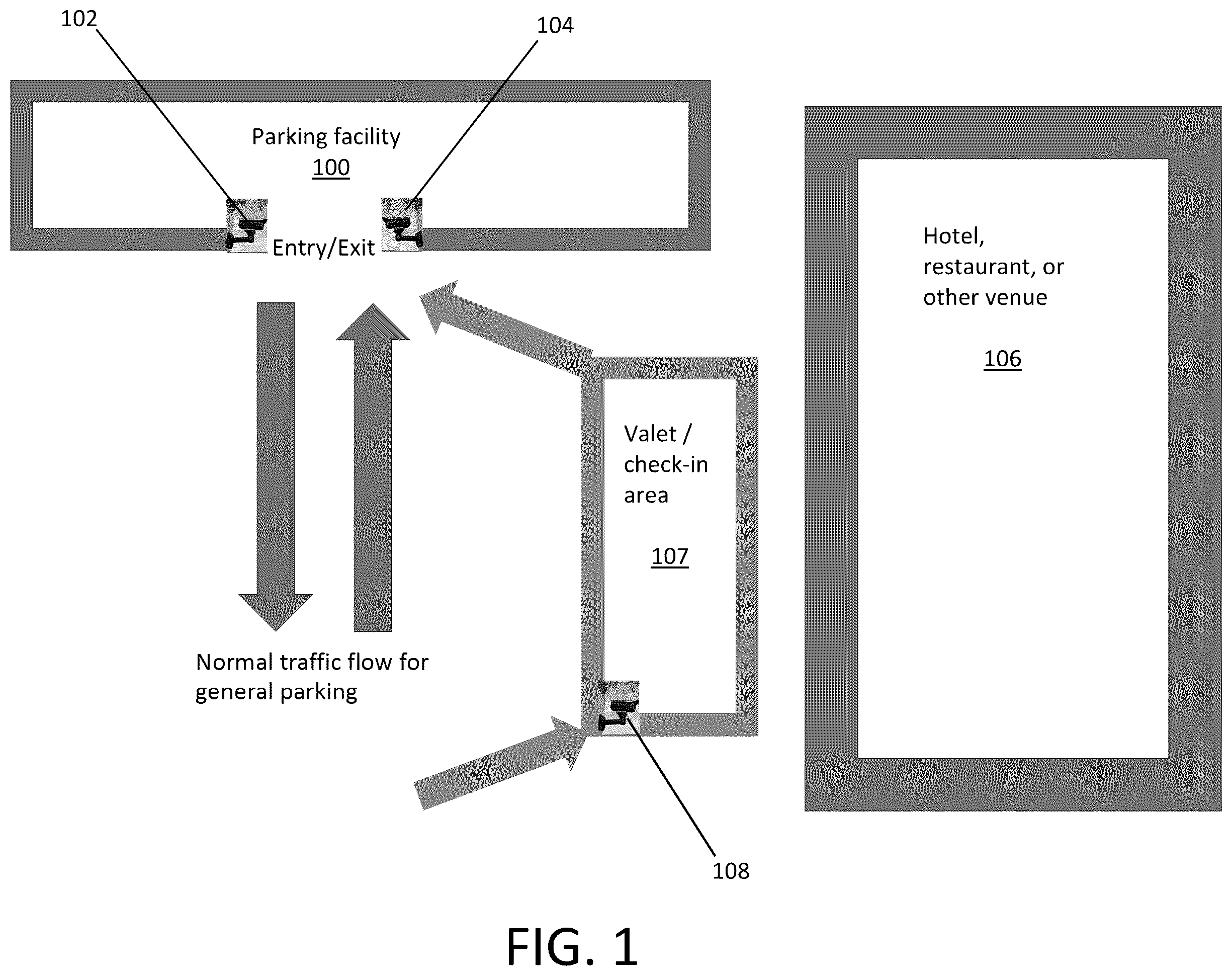 Patent US12597256 — Parking lot monitoring and permitting system — Figure 1