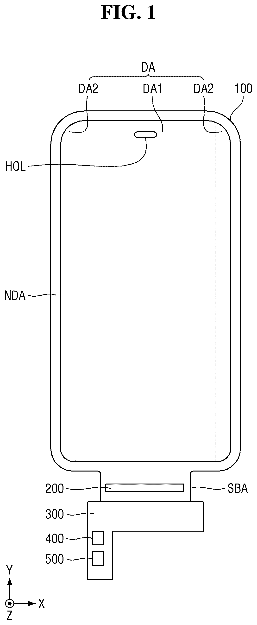 Patent US12597288 Figure 1 – Display device