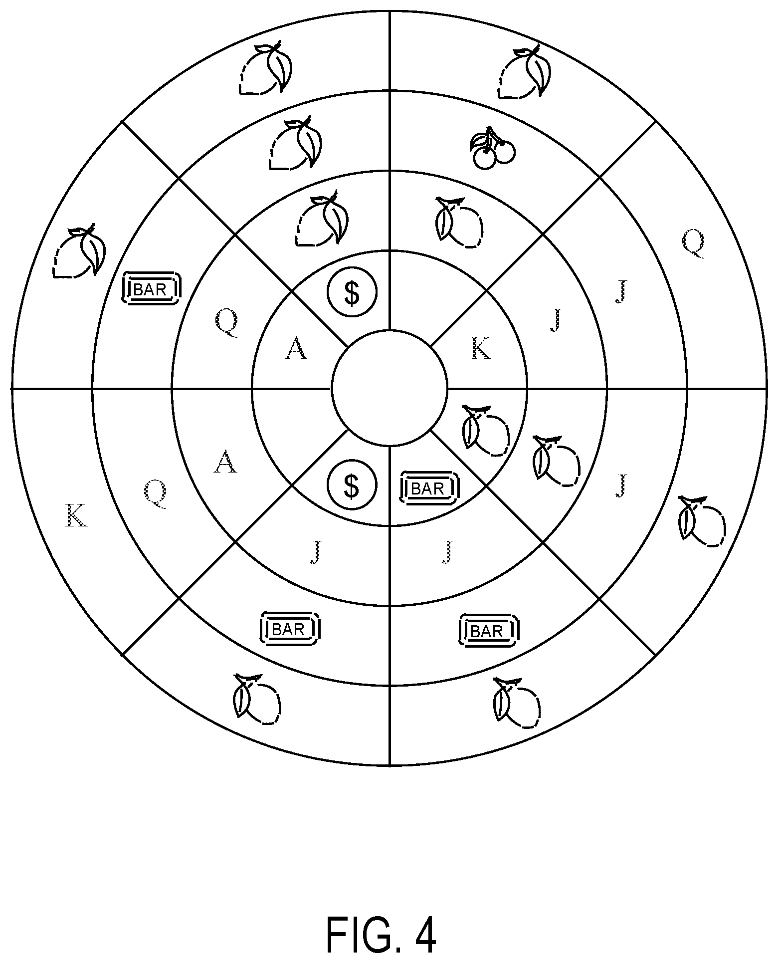 Patent US12597316 Figure 5 – Gaming device, system and method for radial-orbital payline mechanism
