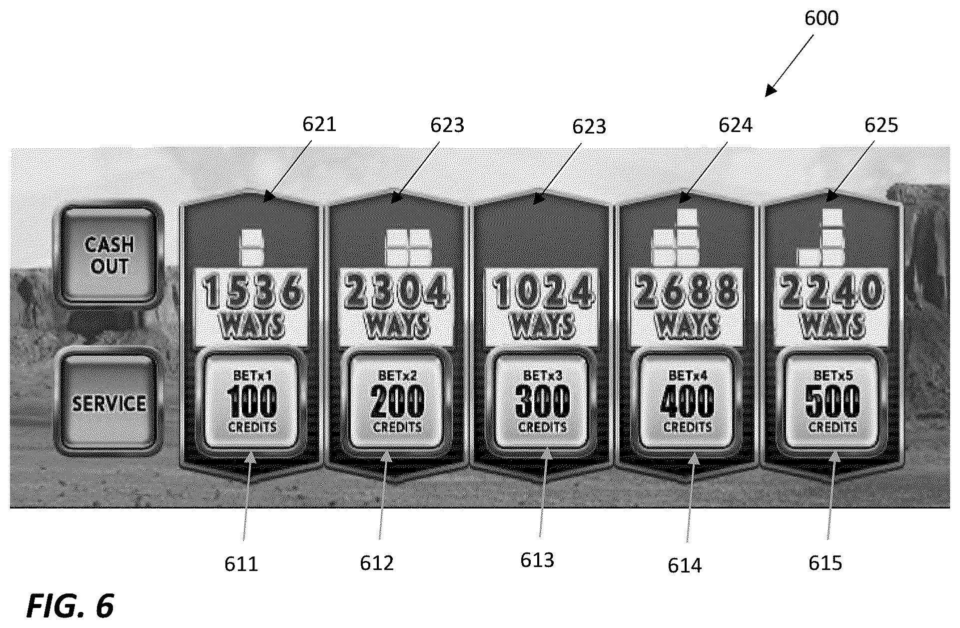 Patent US12597318 Figure 6 – Systems and methods for electronic gaming with changing display states