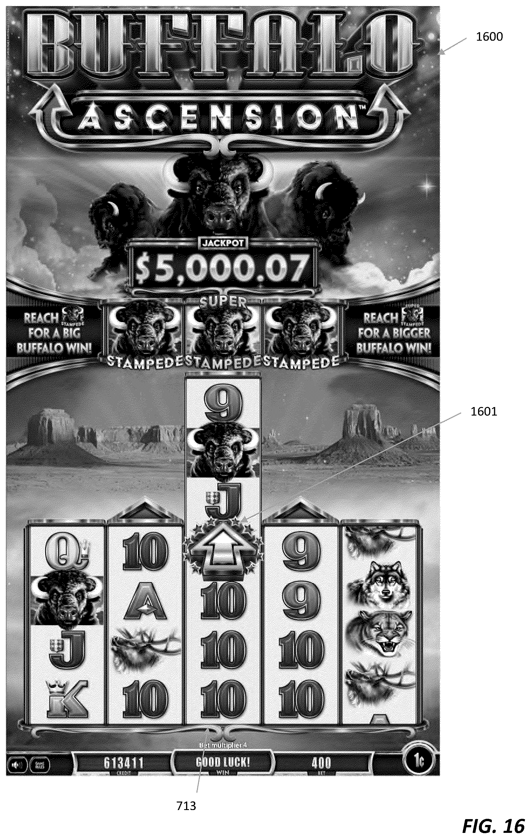 Patent US12597318 Figure 16 – Systems and methods for electronic gaming with changing display states