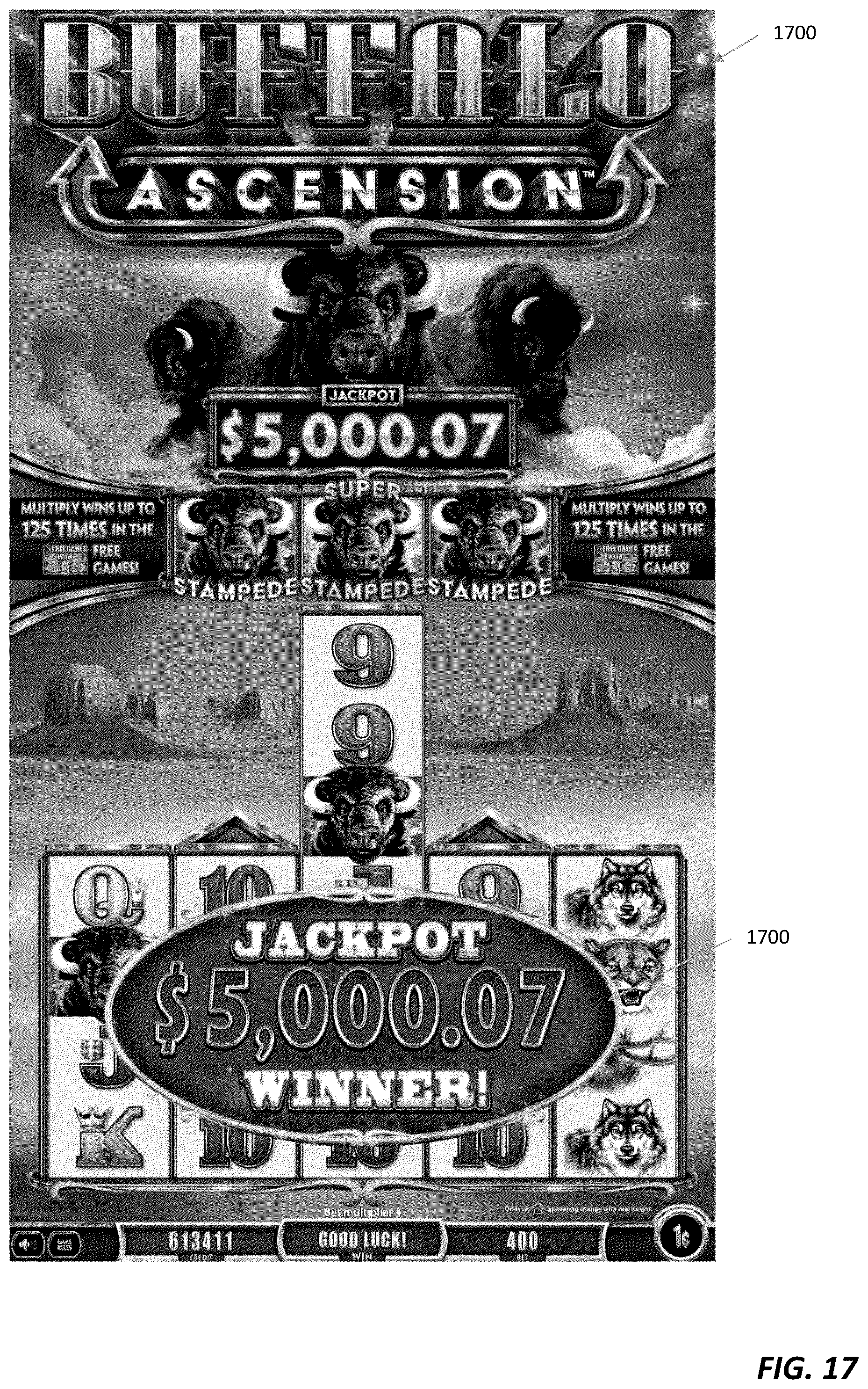 Patent US12597318 Figure 17 – Systems and methods for electronic gaming with changing display states
