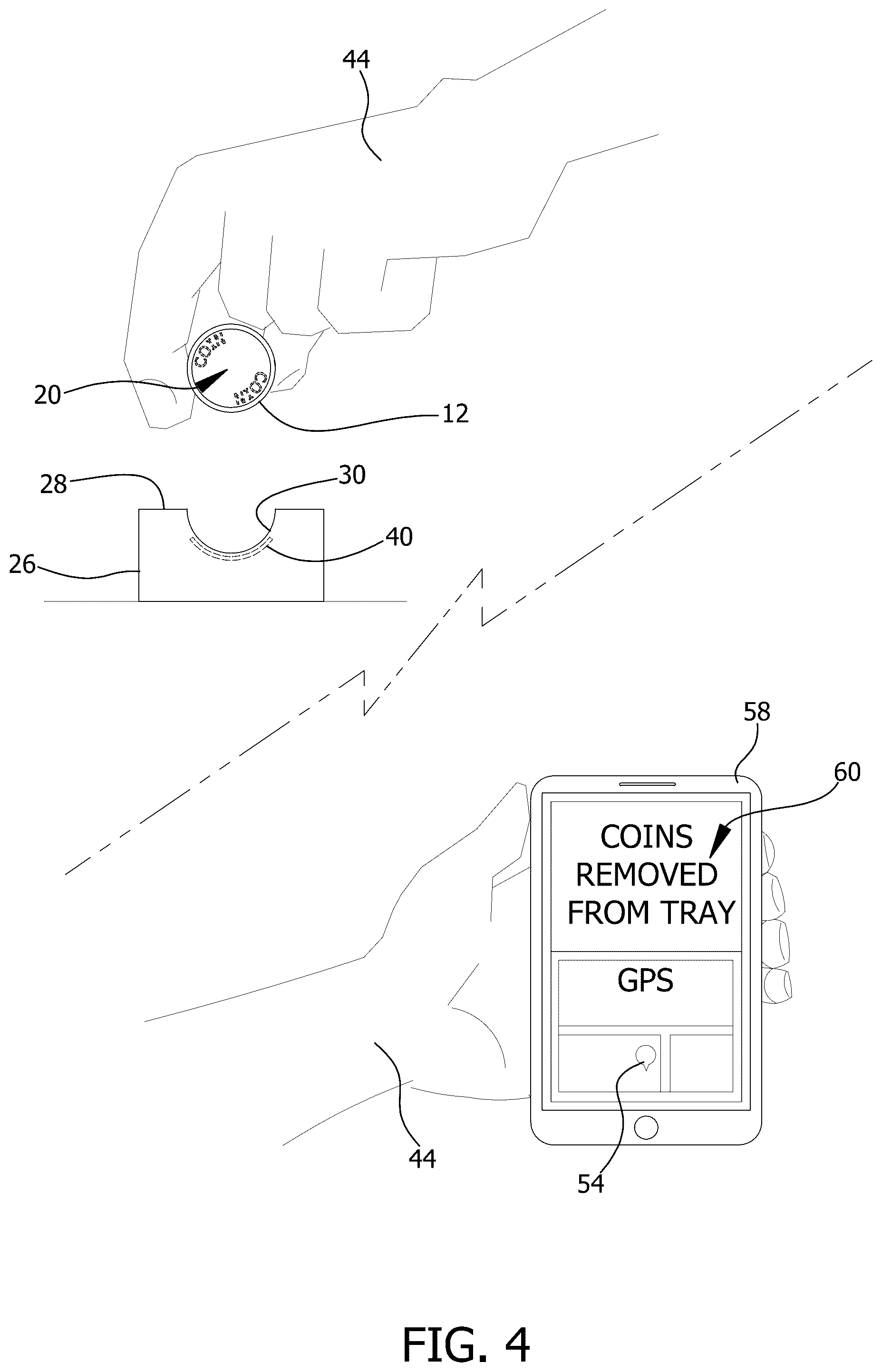 Patent US12597325 Figure 4 – Coin anti-theft device