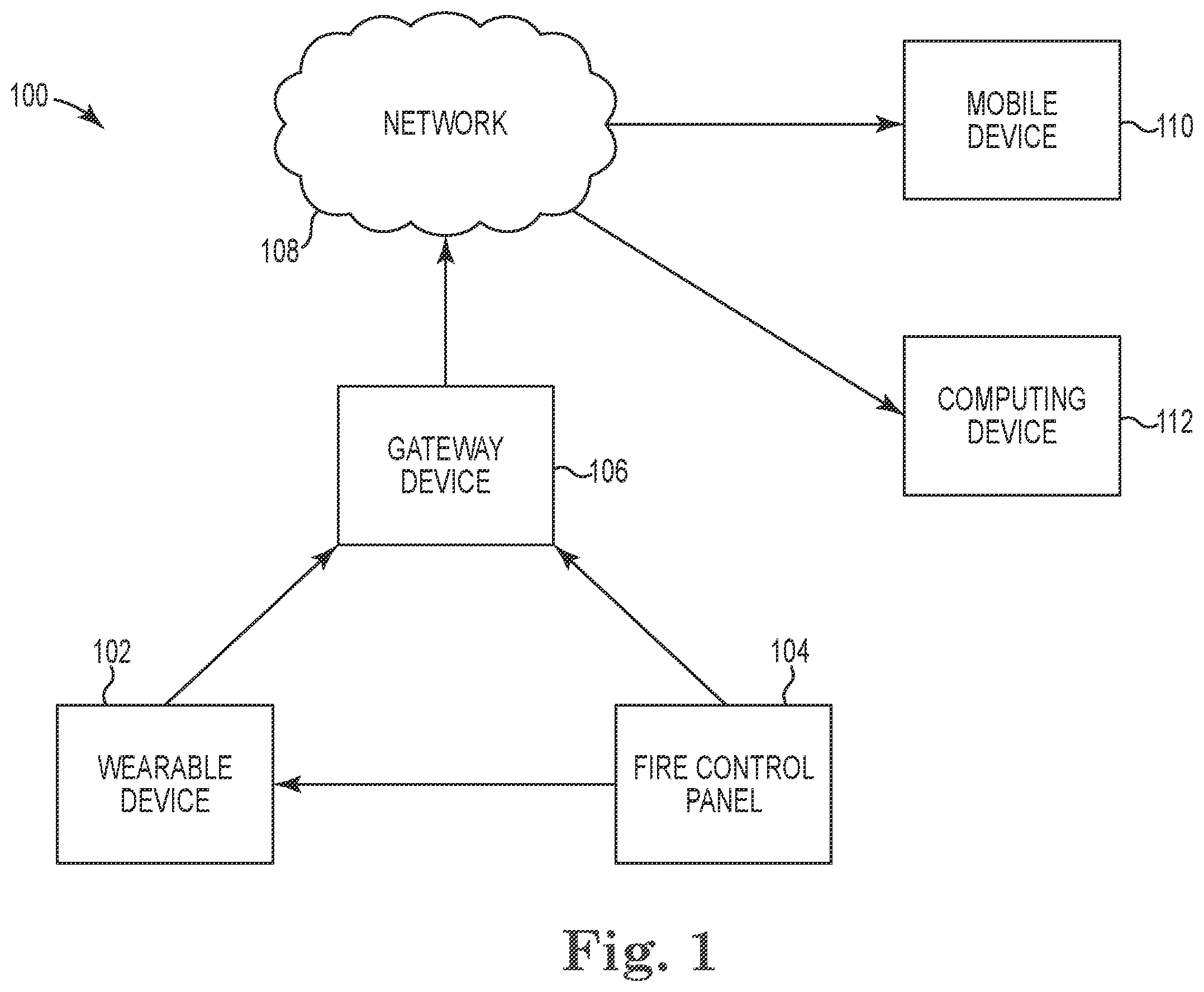 Patent US12597335 Figure 1 – Wearable device for emergency event evacuation and rescue