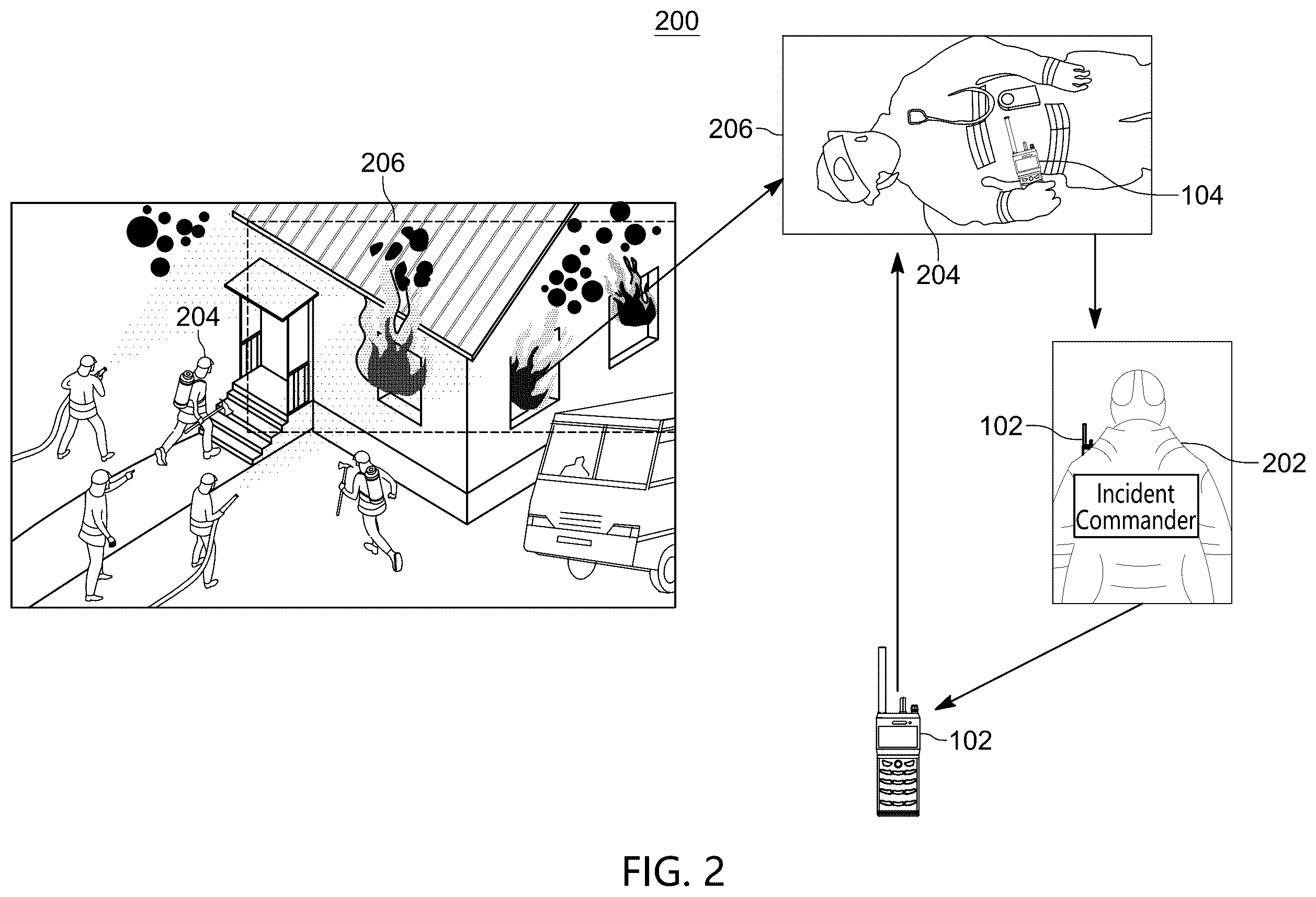 Patent US12597336 Figure 2 – Device and method for remote activation of an emergency alarm in a public safety radio