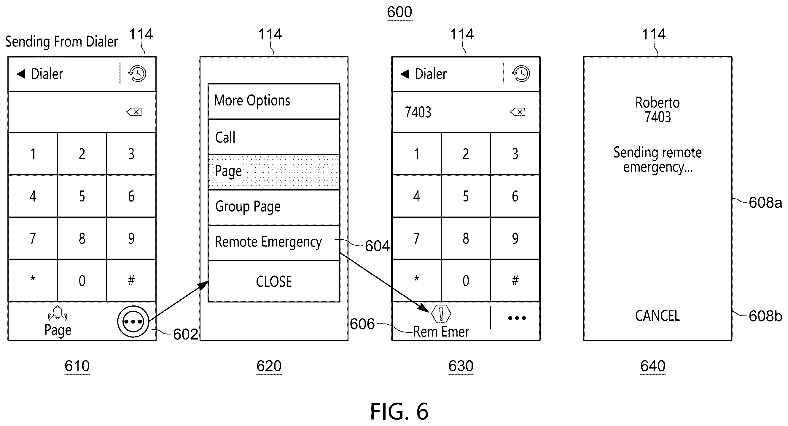 Patent US12597336 Figure 6 – Device and method for remote activation of an emergency alarm in a public safety radio