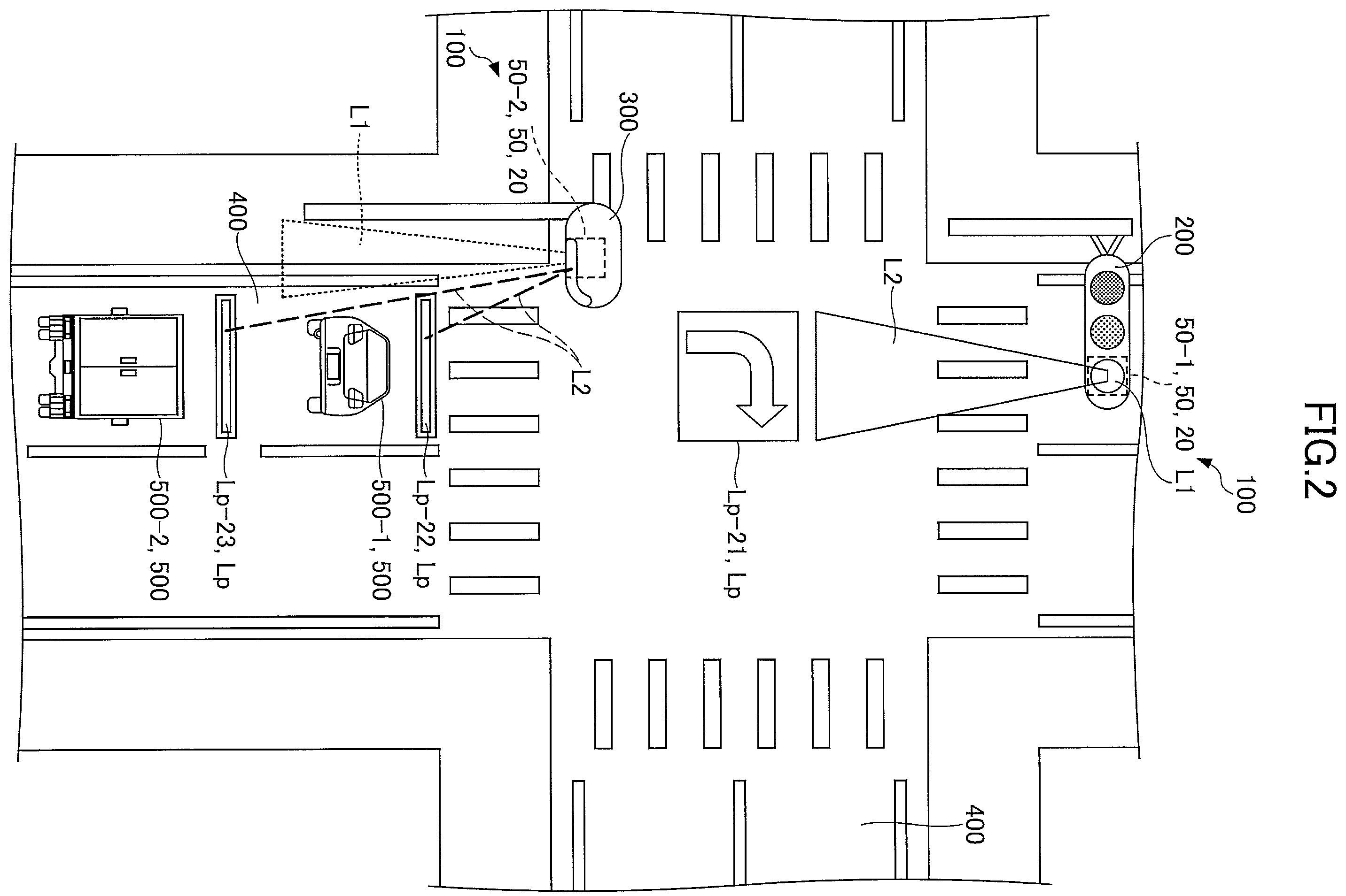 Patent US12597343 Figure 2 – Light emitting device and traffic system