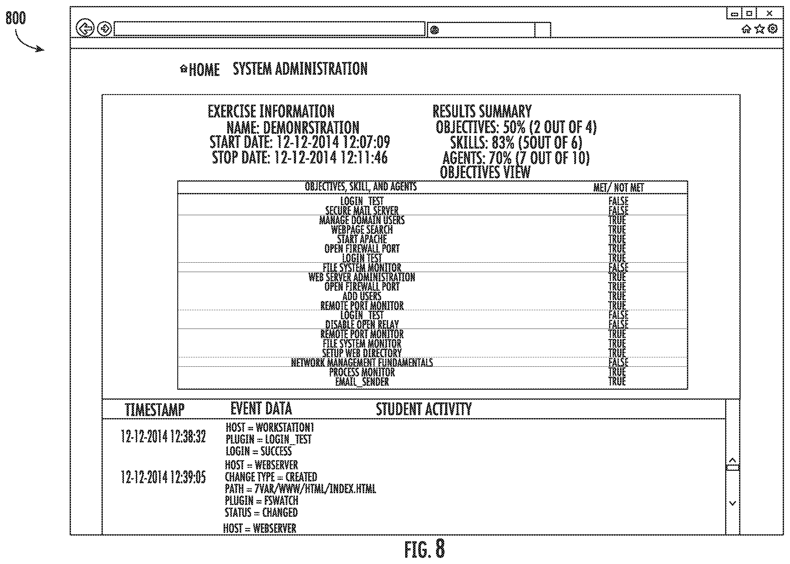 Patent US12597362 Figure 8 – Networked virtual reality training systems and methods