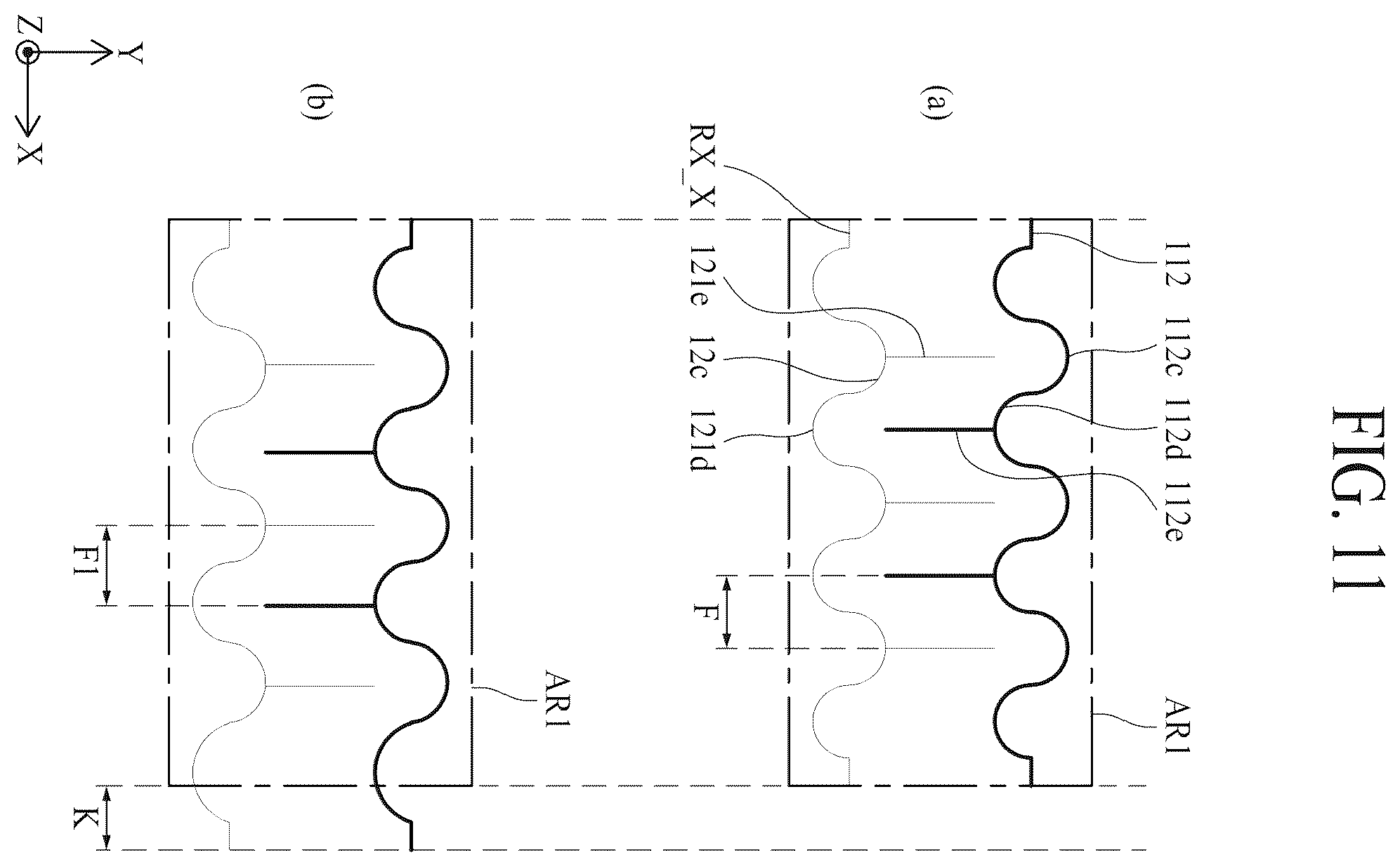 Patent US12597375 Figure 10 – Apparatus for sensing stretch having driving and receiving electrodes extending in two directions