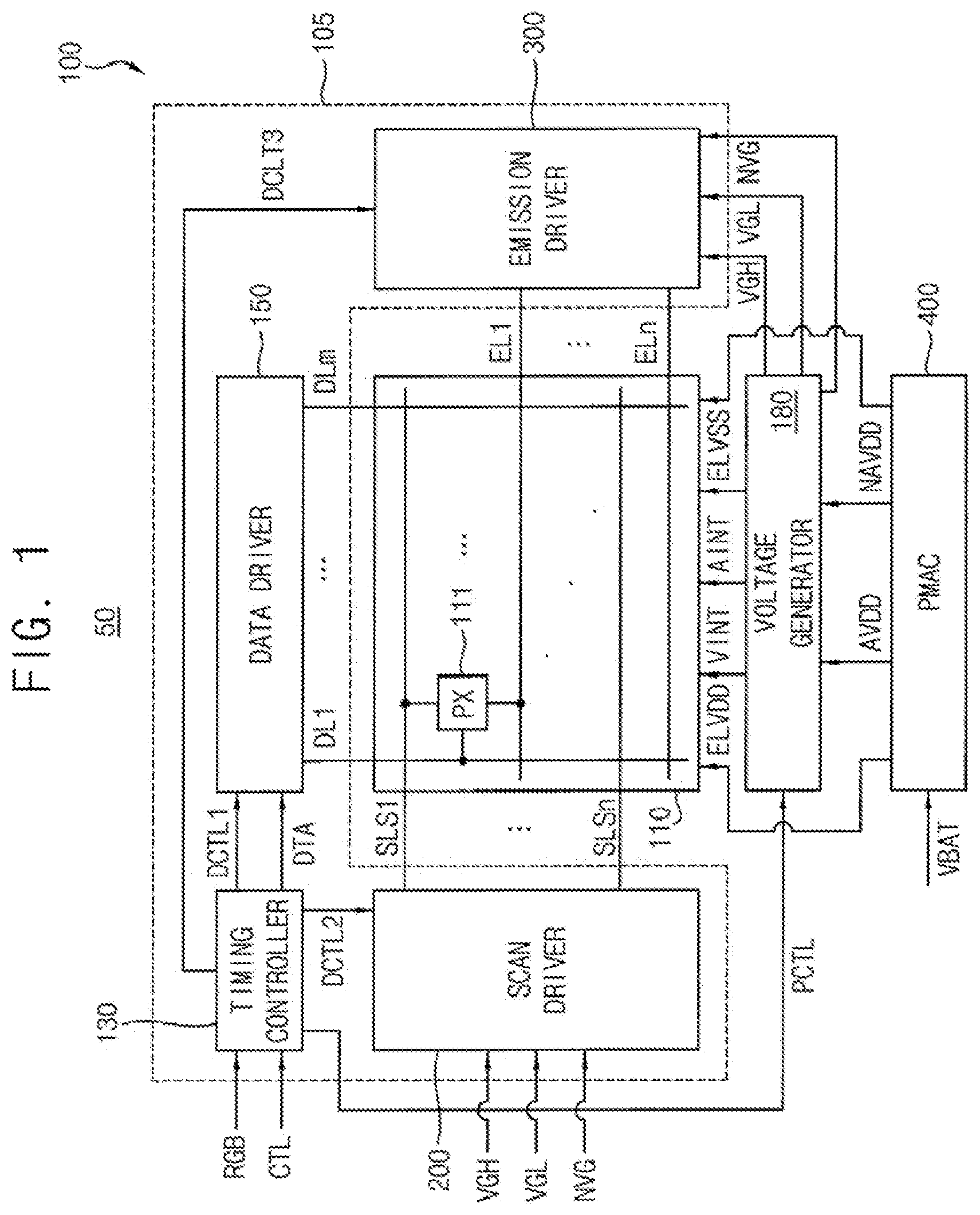 Patent US12597392 Figure 1 – Organic light emitting diode display system