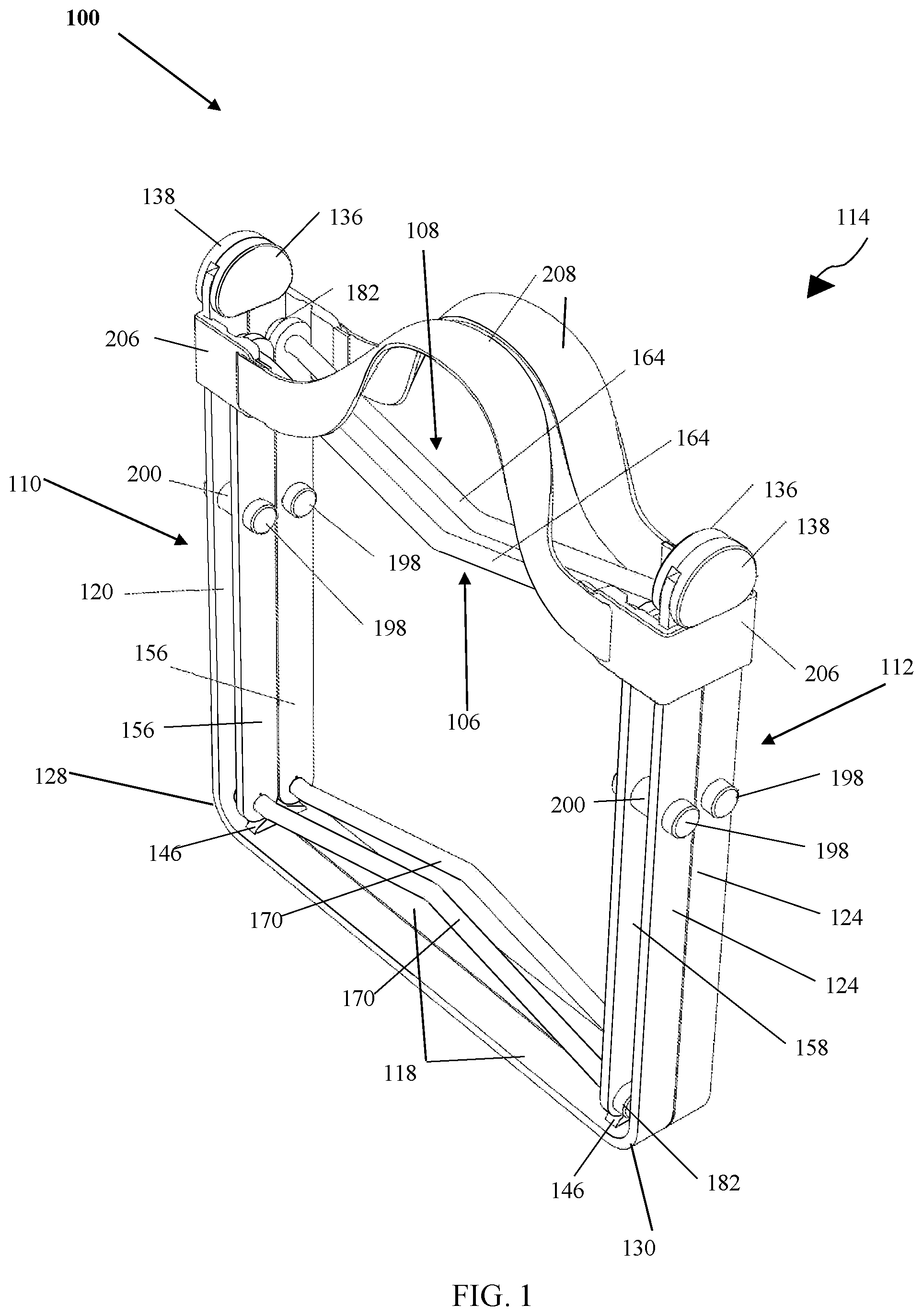Patent US12597404 Figure 1 – Portable gravity-grip musical instrument stand