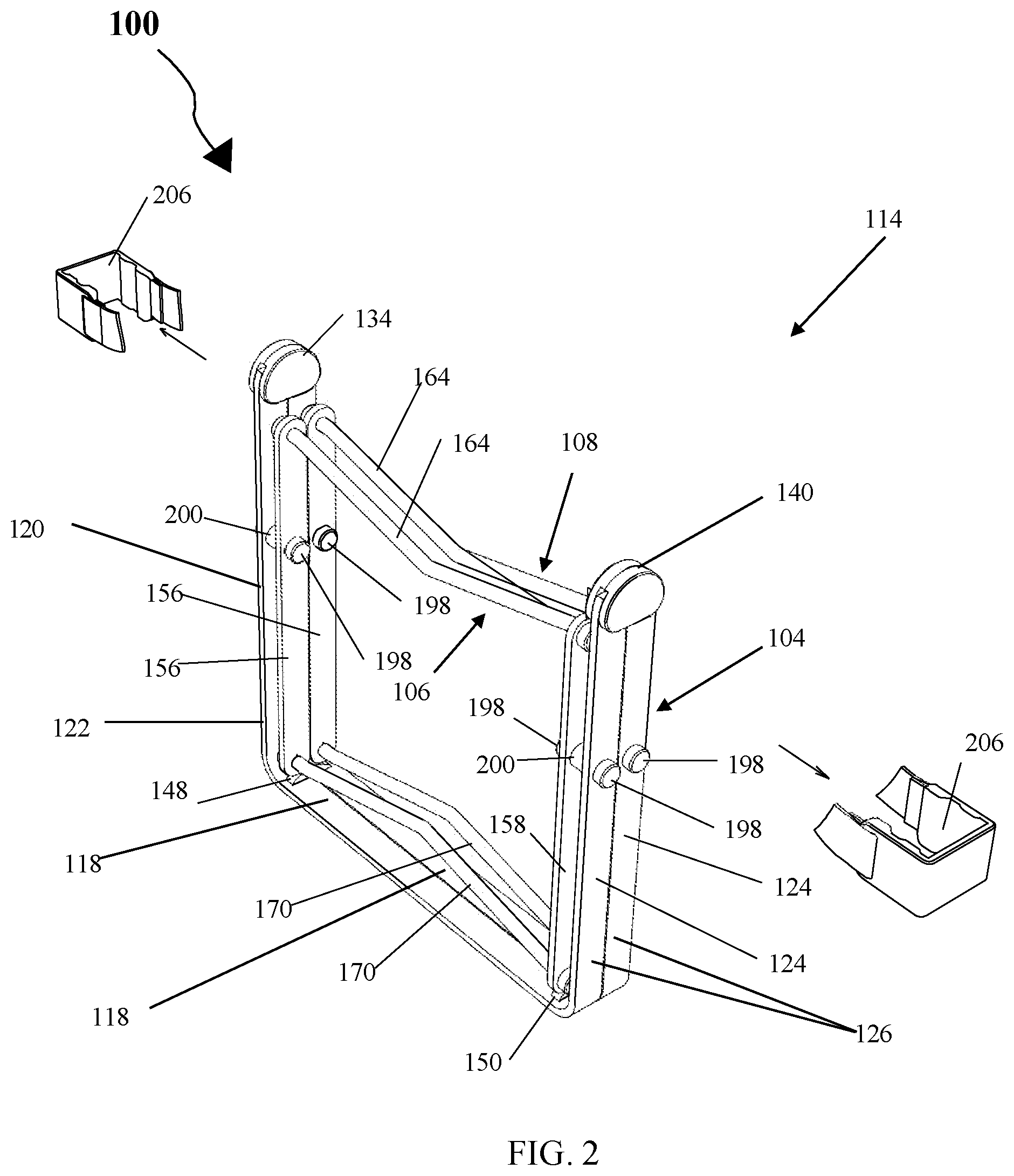 Patent US12597404 Figure 2 – Portable gravity-grip musical instrument stand