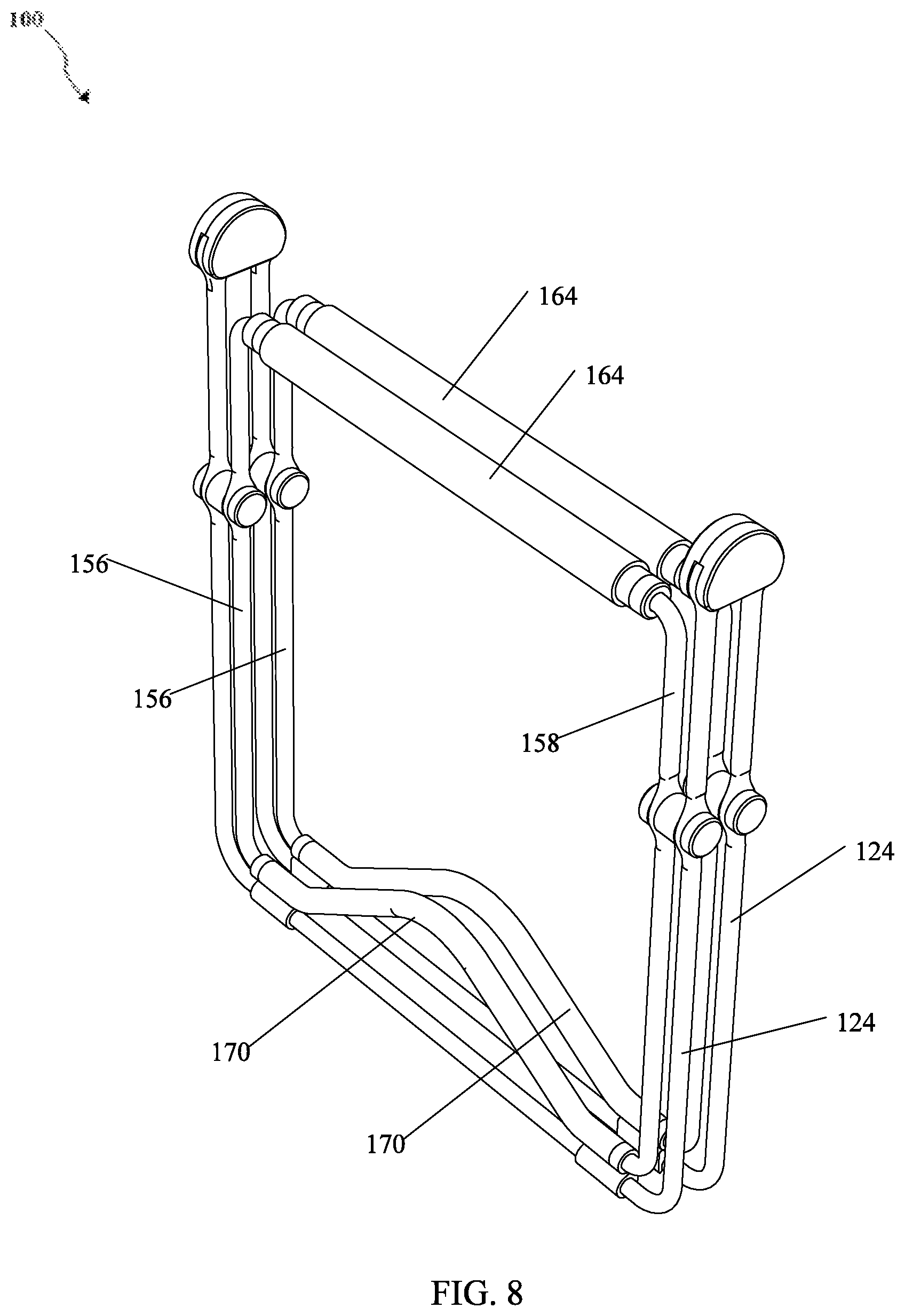 Patent US12597404 Figure 8 – Portable gravity-grip musical instrument stand