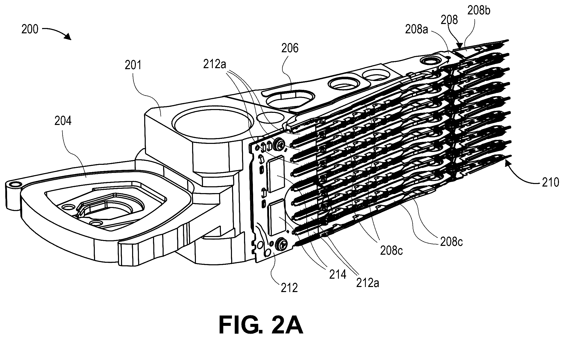 Patent US12597439 Figure 2 – Flexible printed circuit finger trace layout for parallel servo operation
