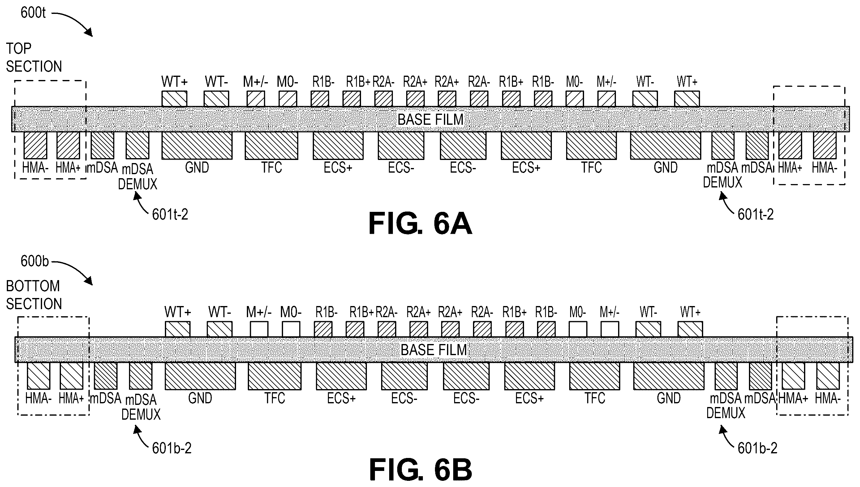 Patent US12597439 Figure 7 – Flexible printed circuit finger trace layout for parallel servo operation