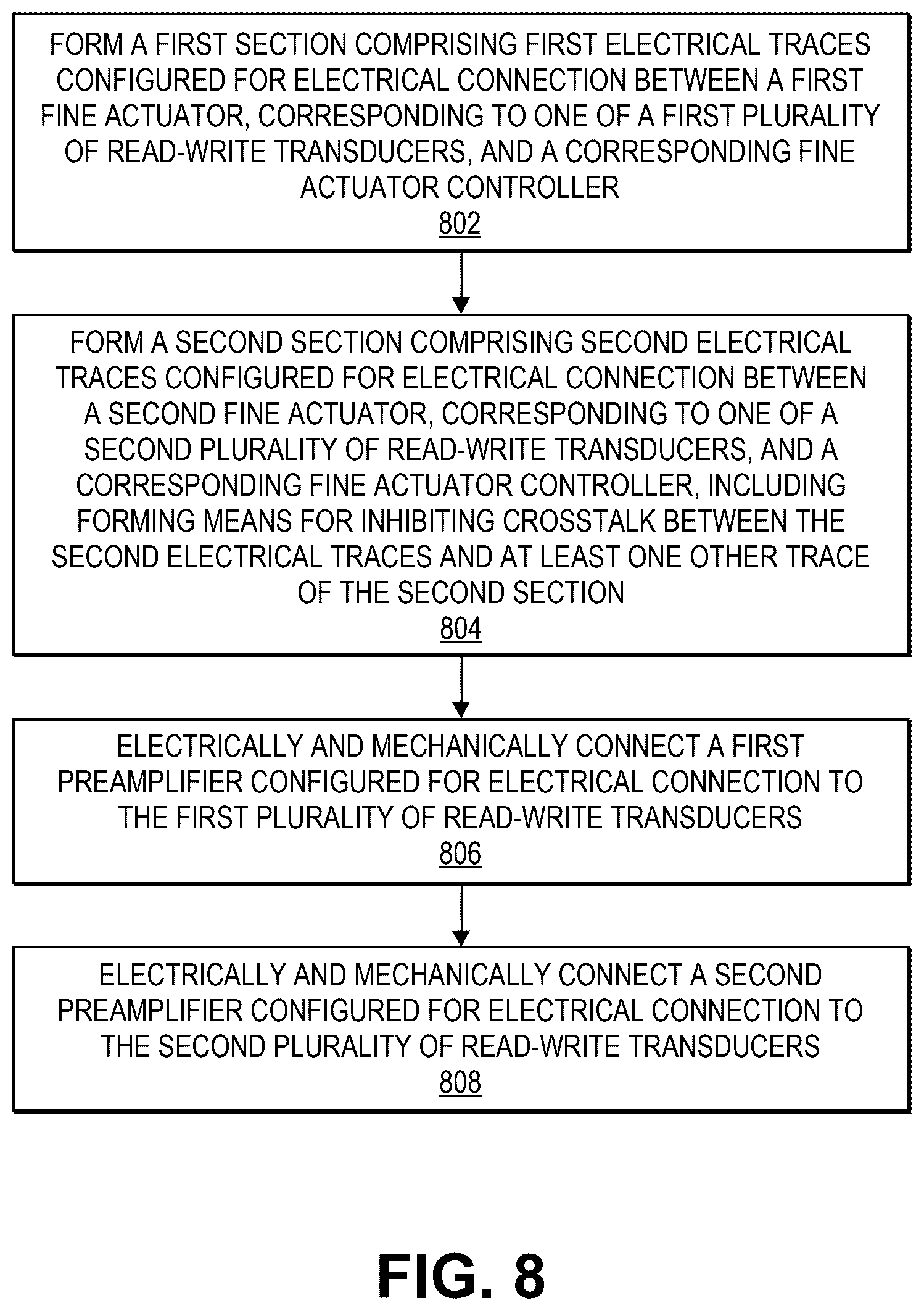 Patent US12597439 Figure 9 – Flexible printed circuit finger trace layout for parallel servo operation
