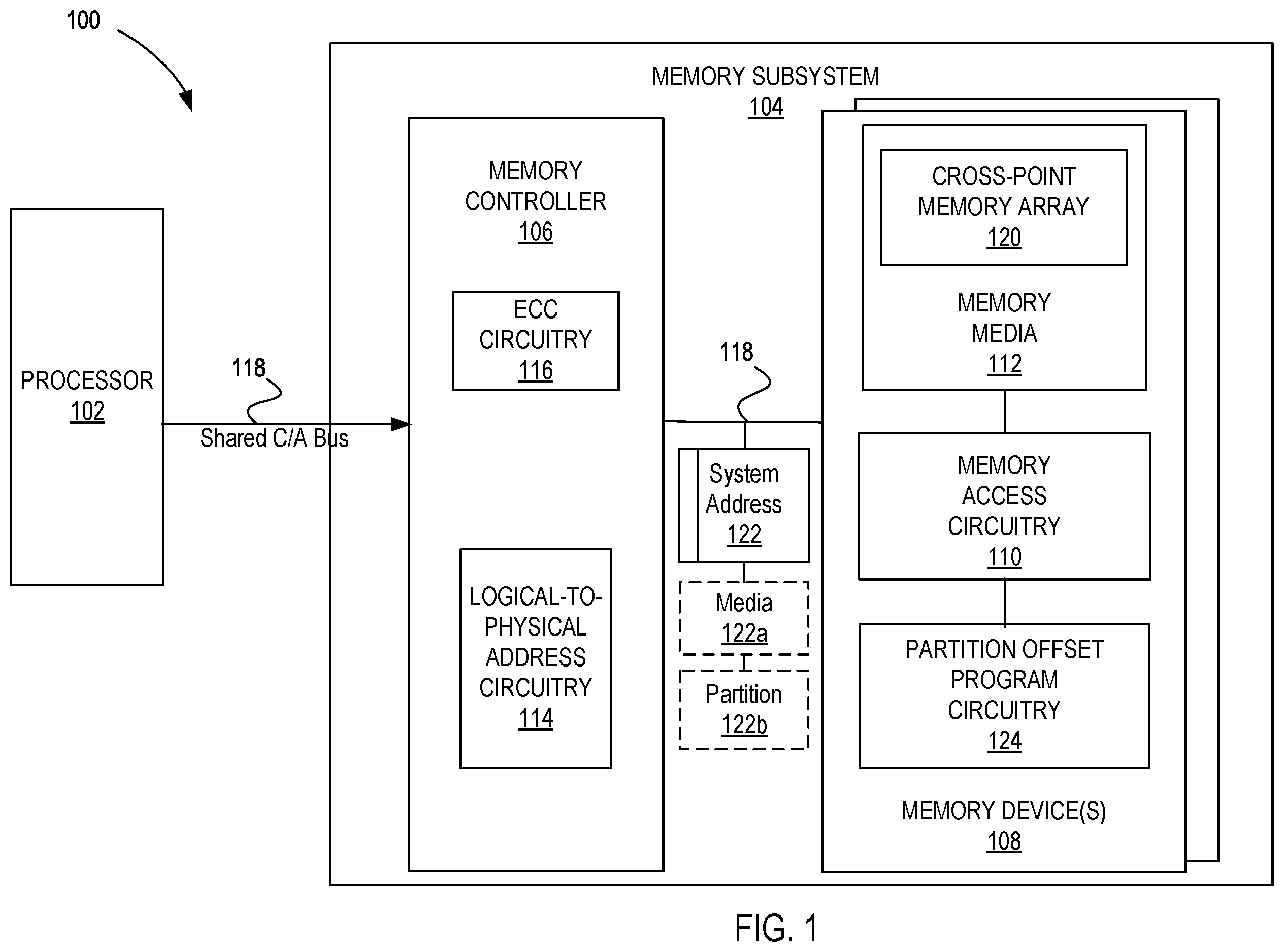 Patent US12597463 Figure 1 – Techniques to map and access column read enabled memory