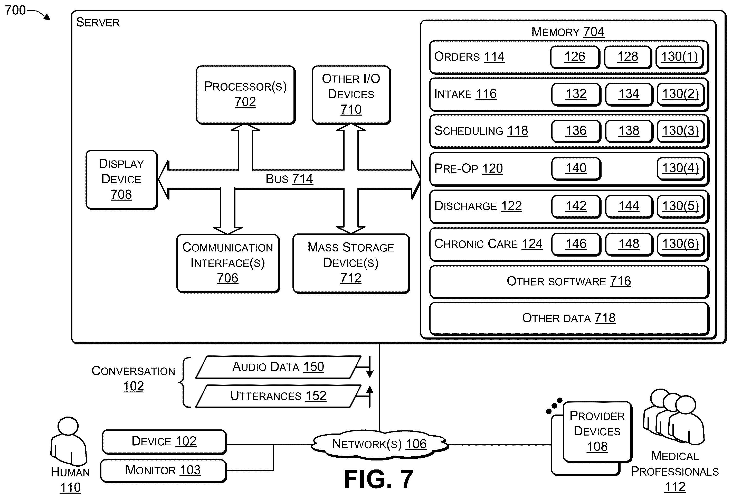 Patent US12597512 Figure 7 – Real-time use of multiple parallel automatic speech recognition (ASR) modules in a conversational artificial intelligence (AI) architecture