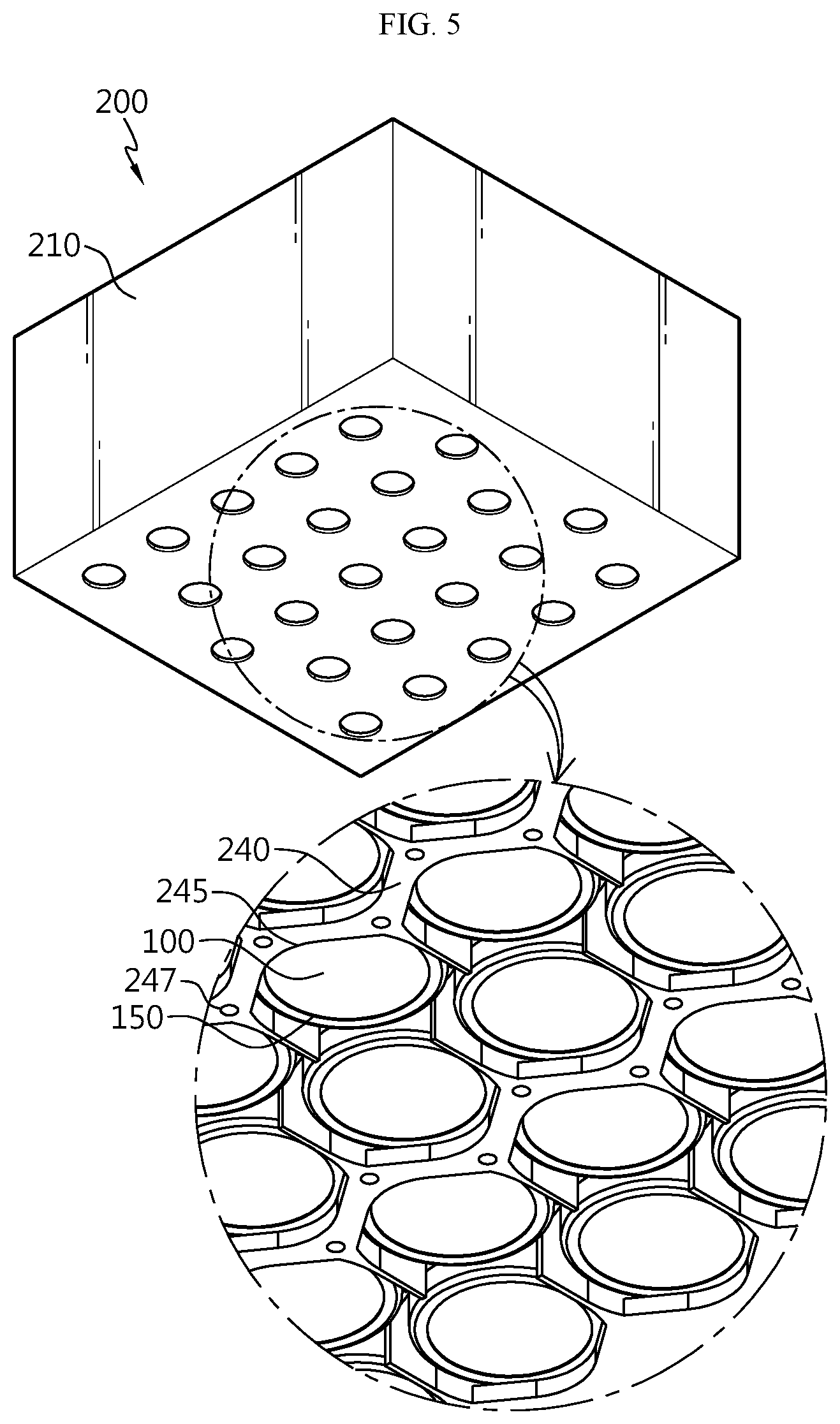 Patent US12597670 Figure 5 – Automobile with battery pack installed over underbody frame