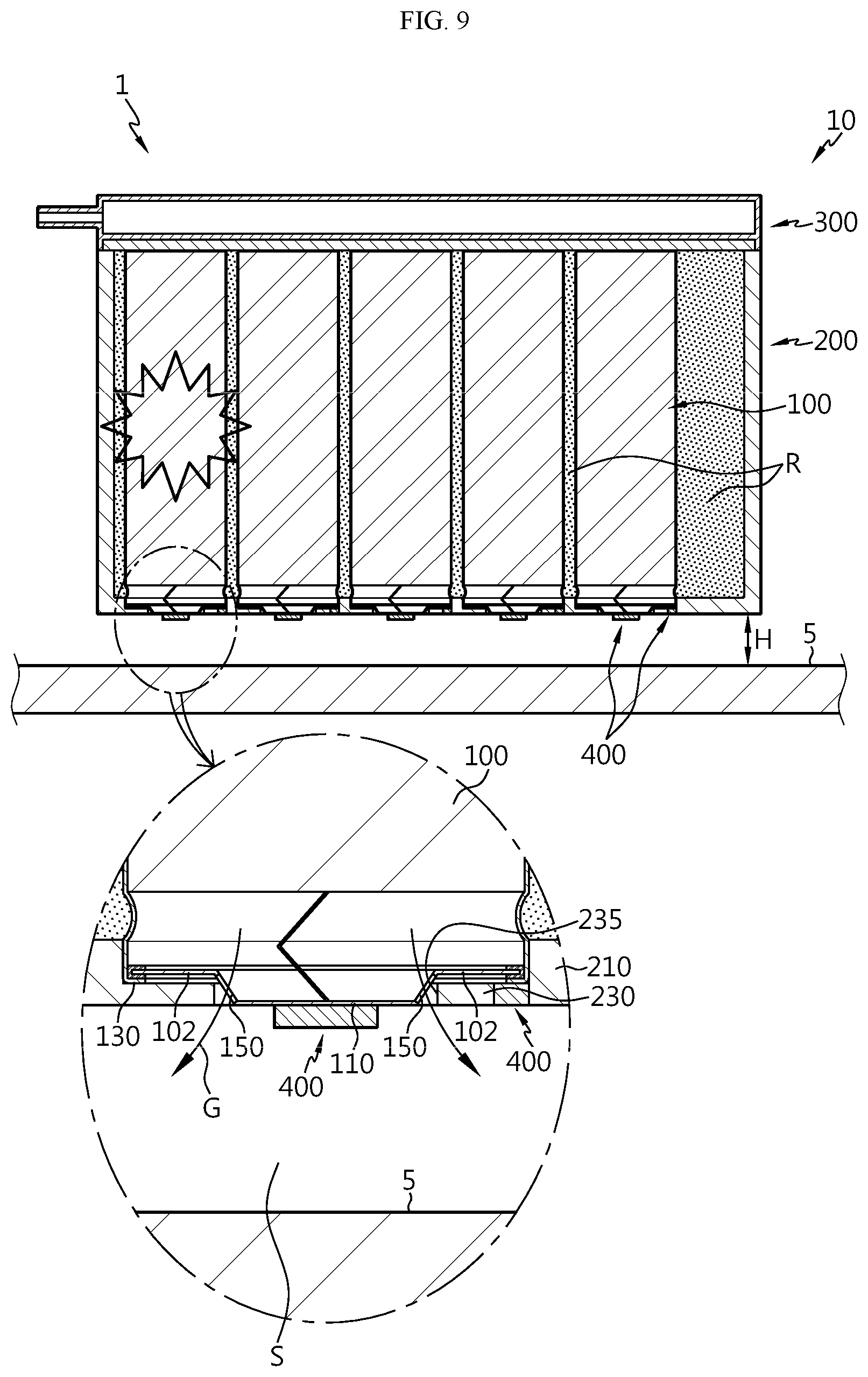 Patent US12597670 Figure 9 – Automobile with battery pack installed over underbody frame