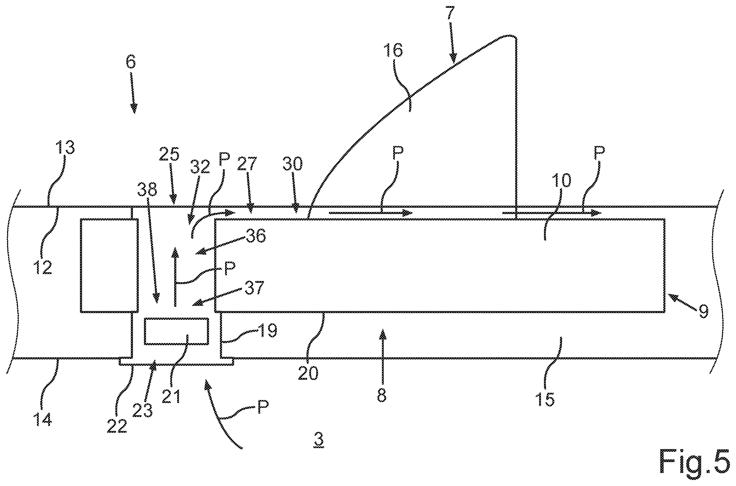 Patent US12597693 Figure 5 – Roof antenna module comprising a specific cooling of a control device on a vehicle roof, arrangement, motor vehicle, and method