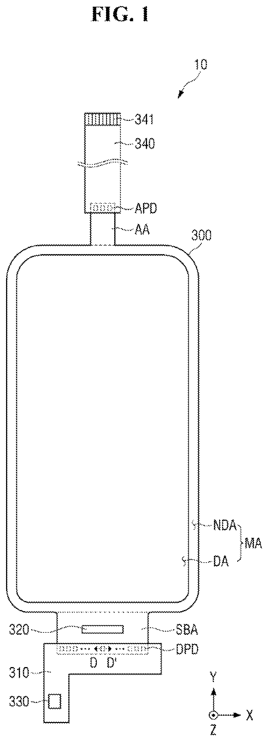 Patent US12597698 Figure 1 – Display device