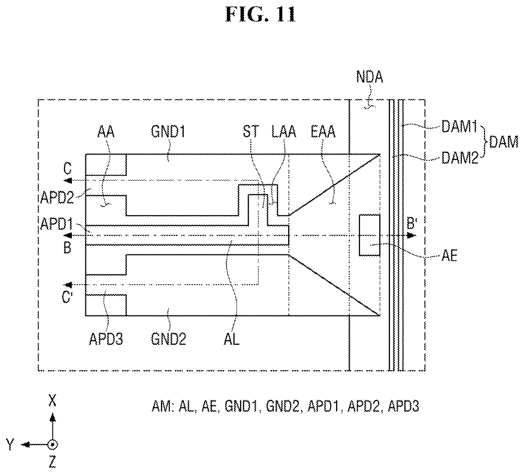 Patent US12597698 Figure 11 – Display device