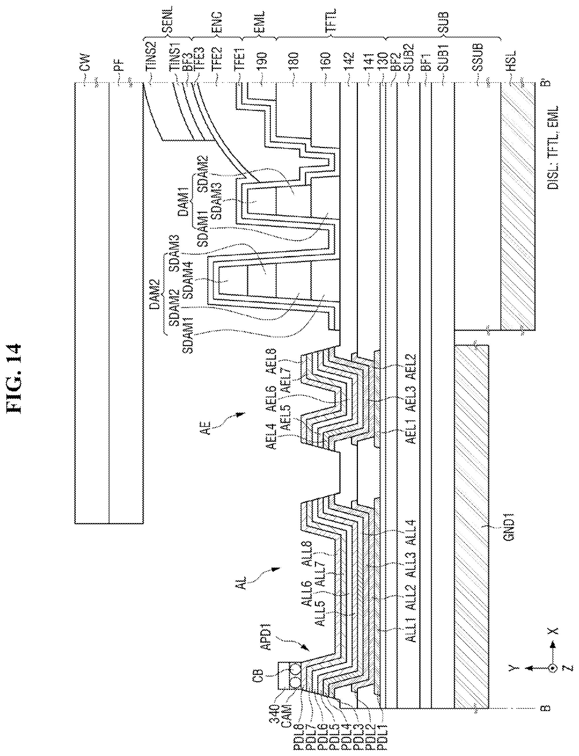 Patent US12597698 Figure 14 – Display device