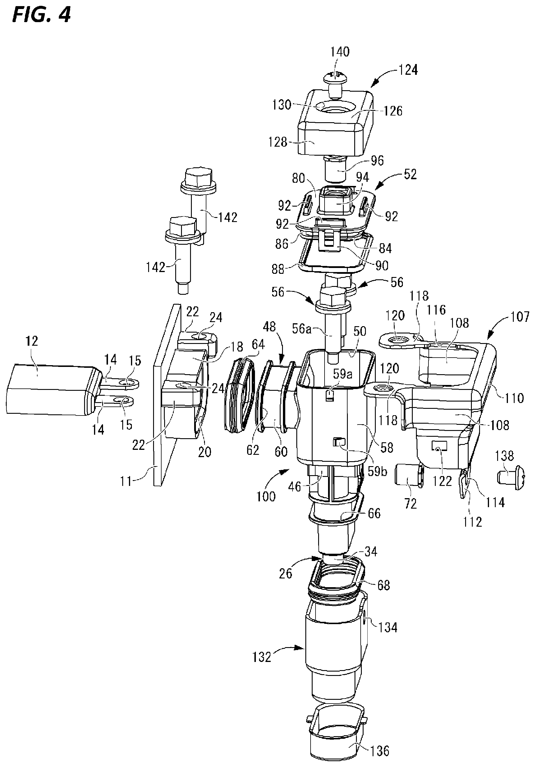 Patent US12597727 Figure 4 – Electrical connector with device-side terminal portion connected to connector-side terminal portion