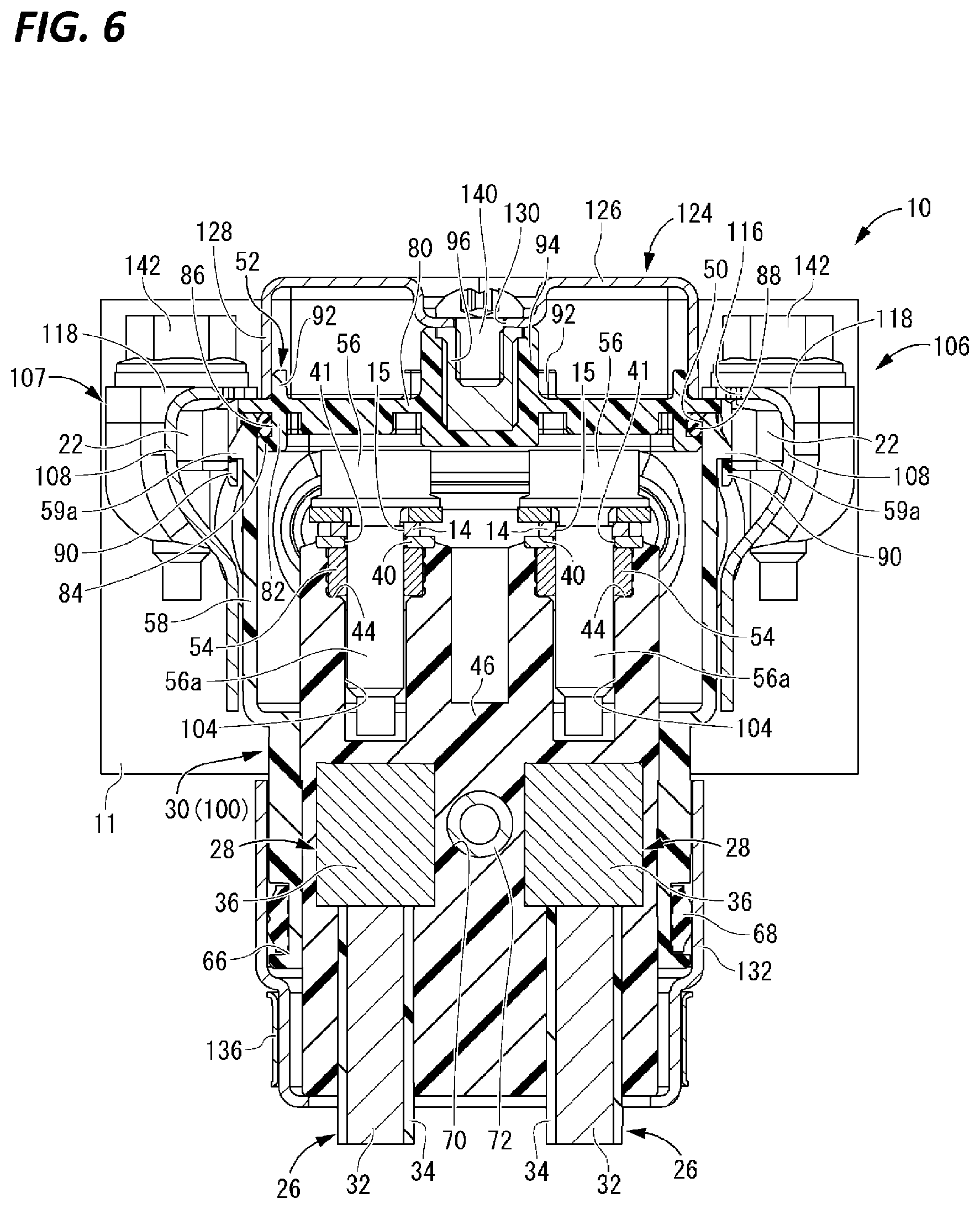 Patent US12597727 Figure 6 – Electrical connector with device-side terminal portion connected to connector-side terminal portion
