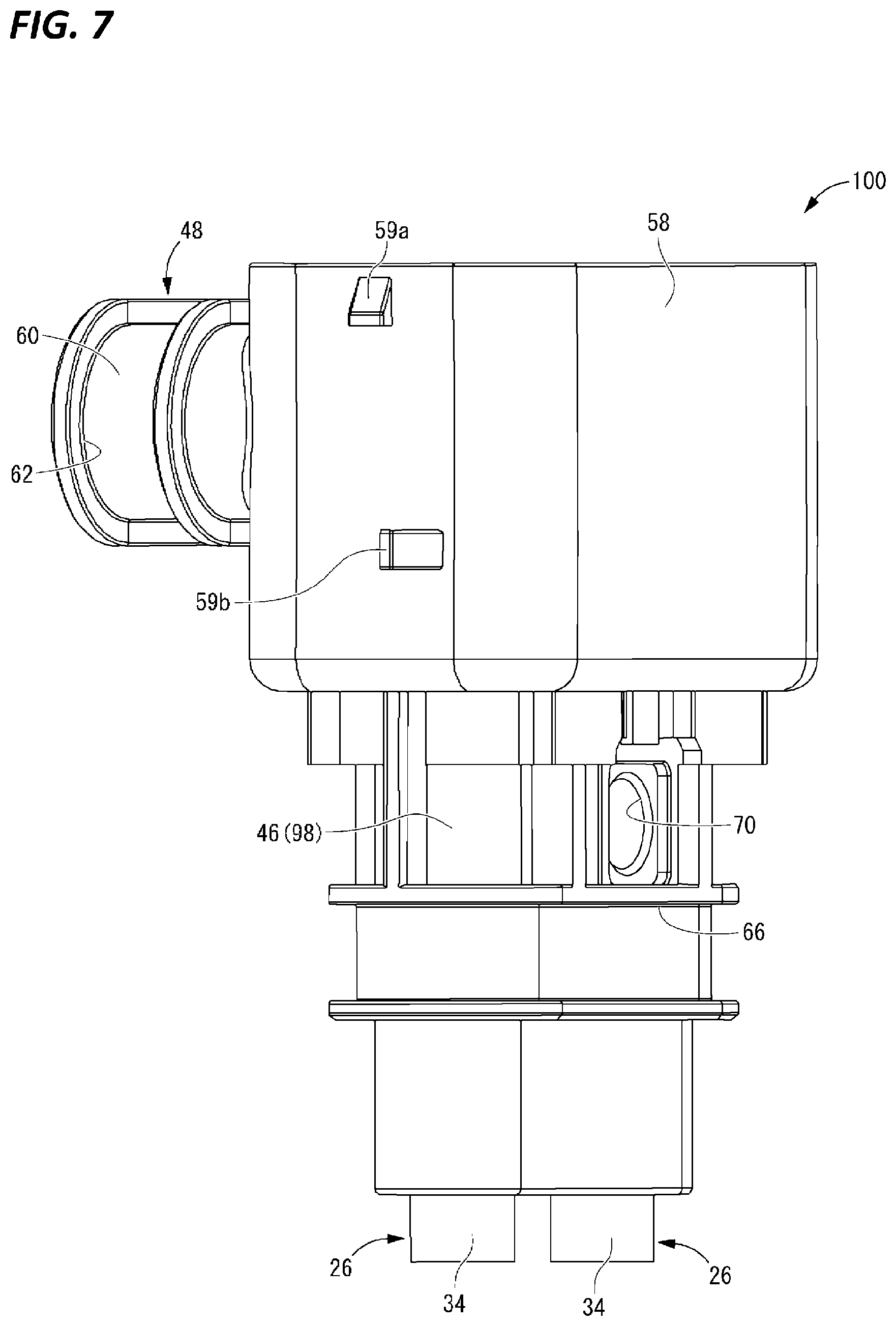 Patent US12597727 Figure 7 – Electrical connector with device-side terminal portion connected to connector-side terminal portion