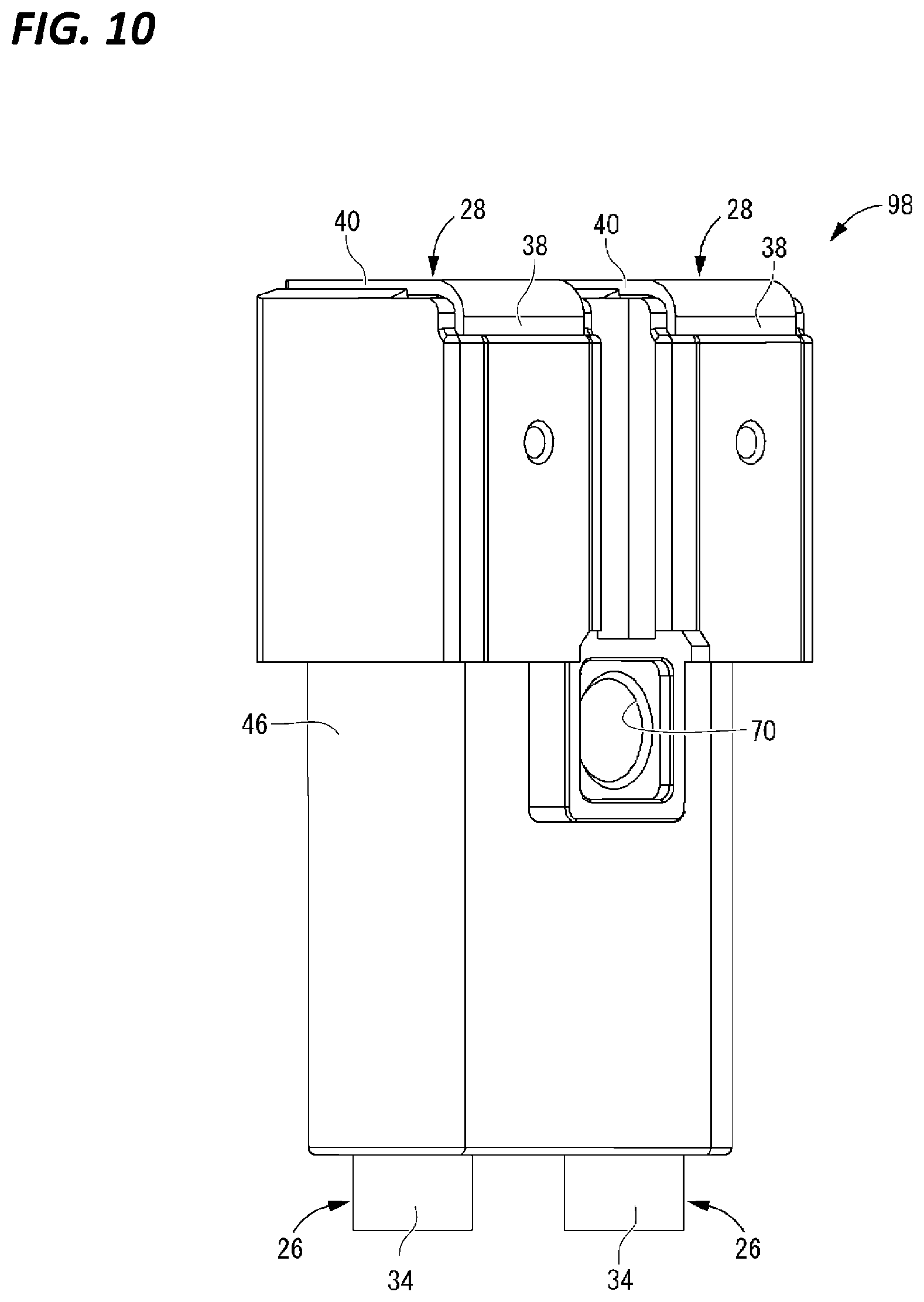 Patent US12597727 Figure 10 – Electrical connector with device-side terminal portion connected to connector-side terminal portion
