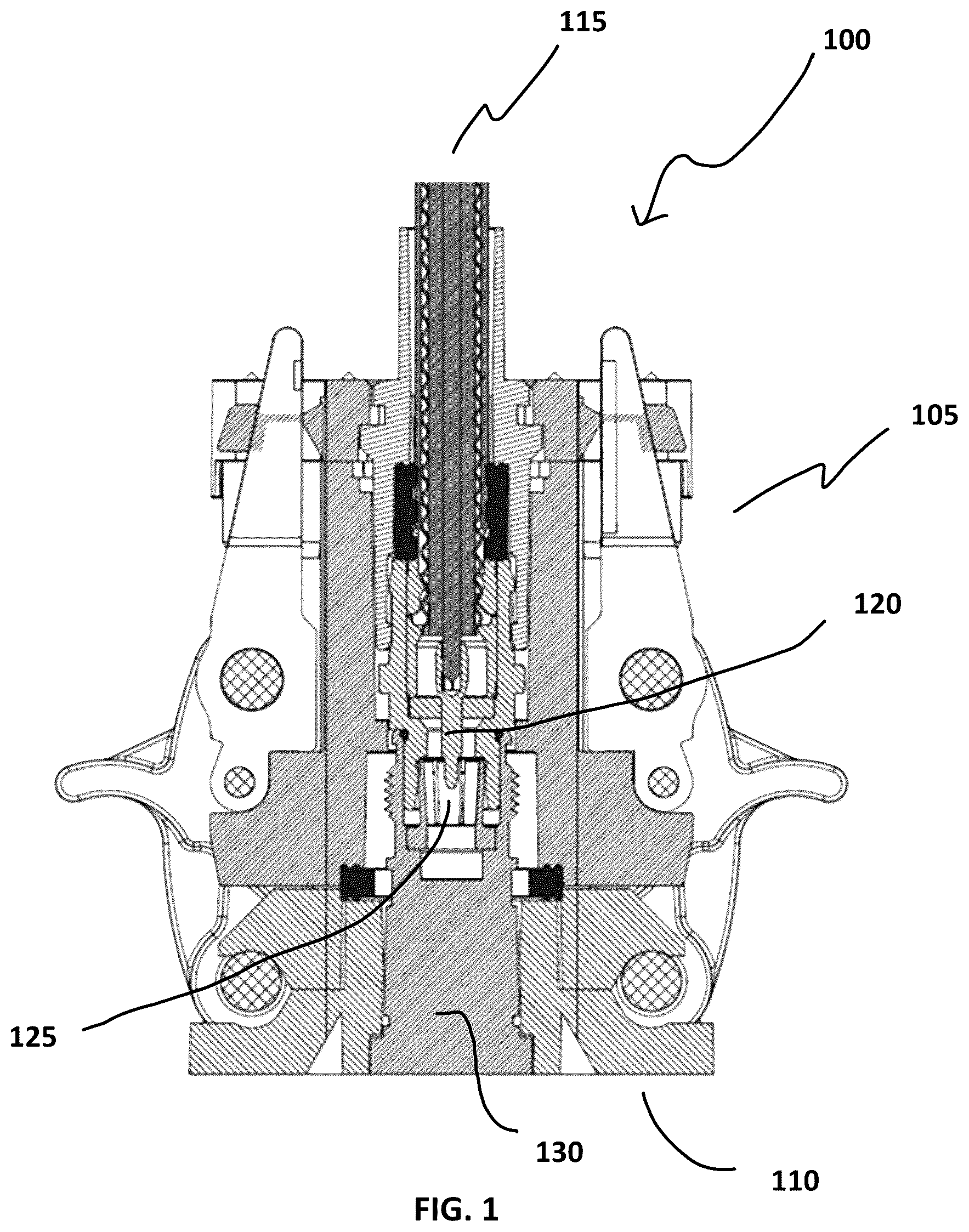 Patent US12597738 Figure 1 – Mechanism for connecting and disconnecting cluster RF connector