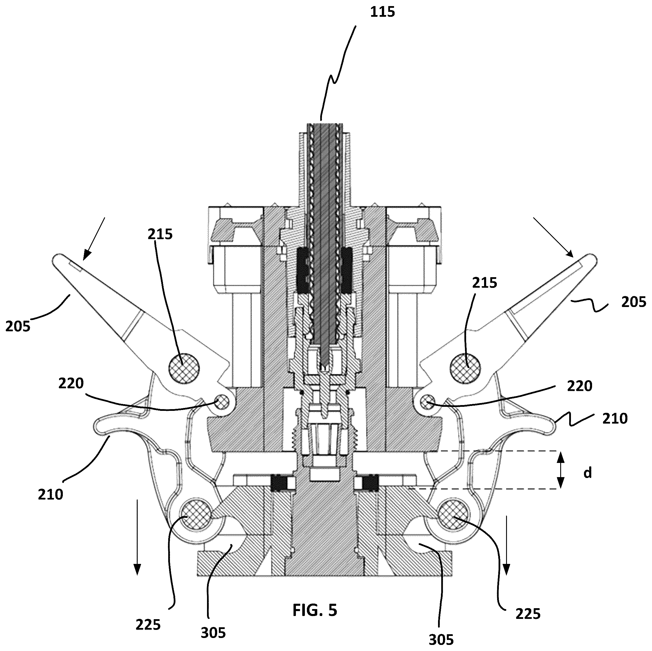 Patent US12597738 Figure 5 – Mechanism for connecting and disconnecting cluster RF connector