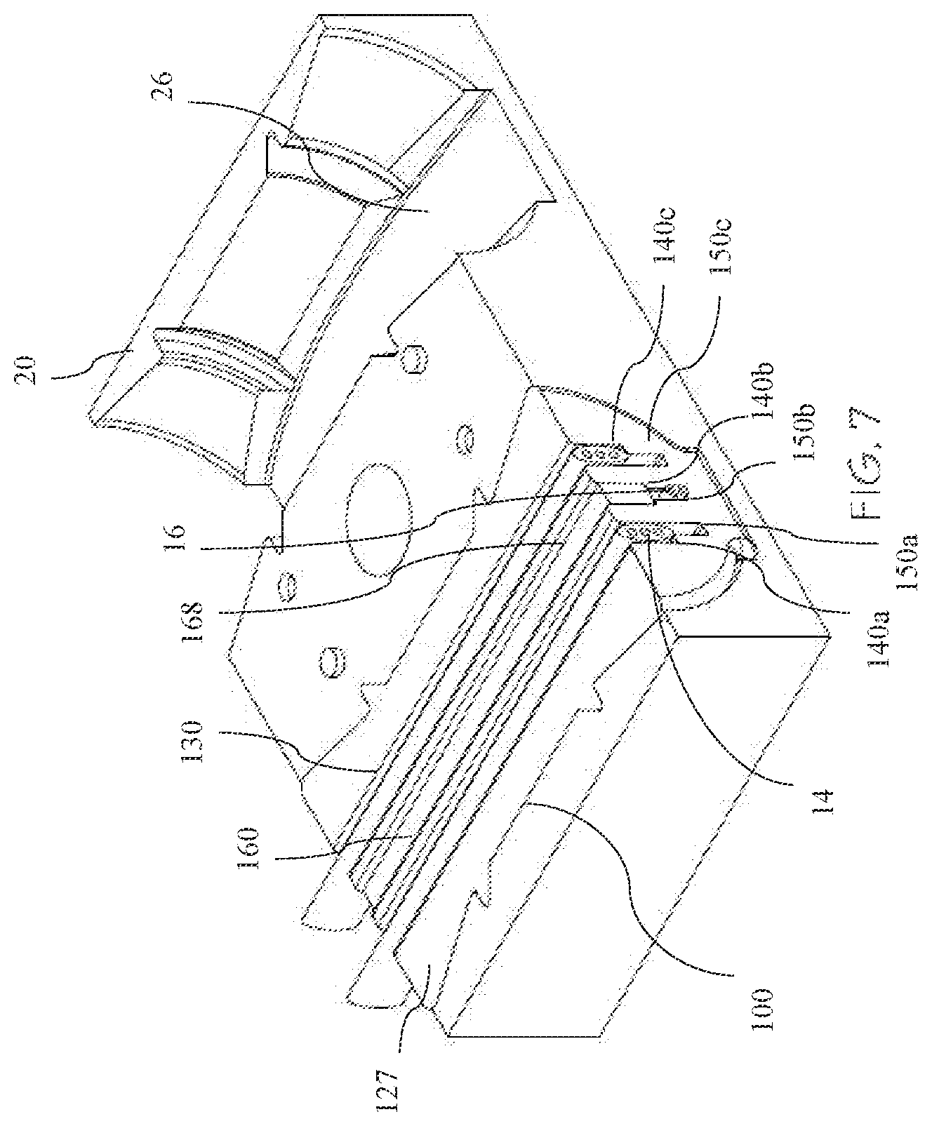 Patent US12597762 Figure 7 – Cable retainer assemblies and cable enclosures