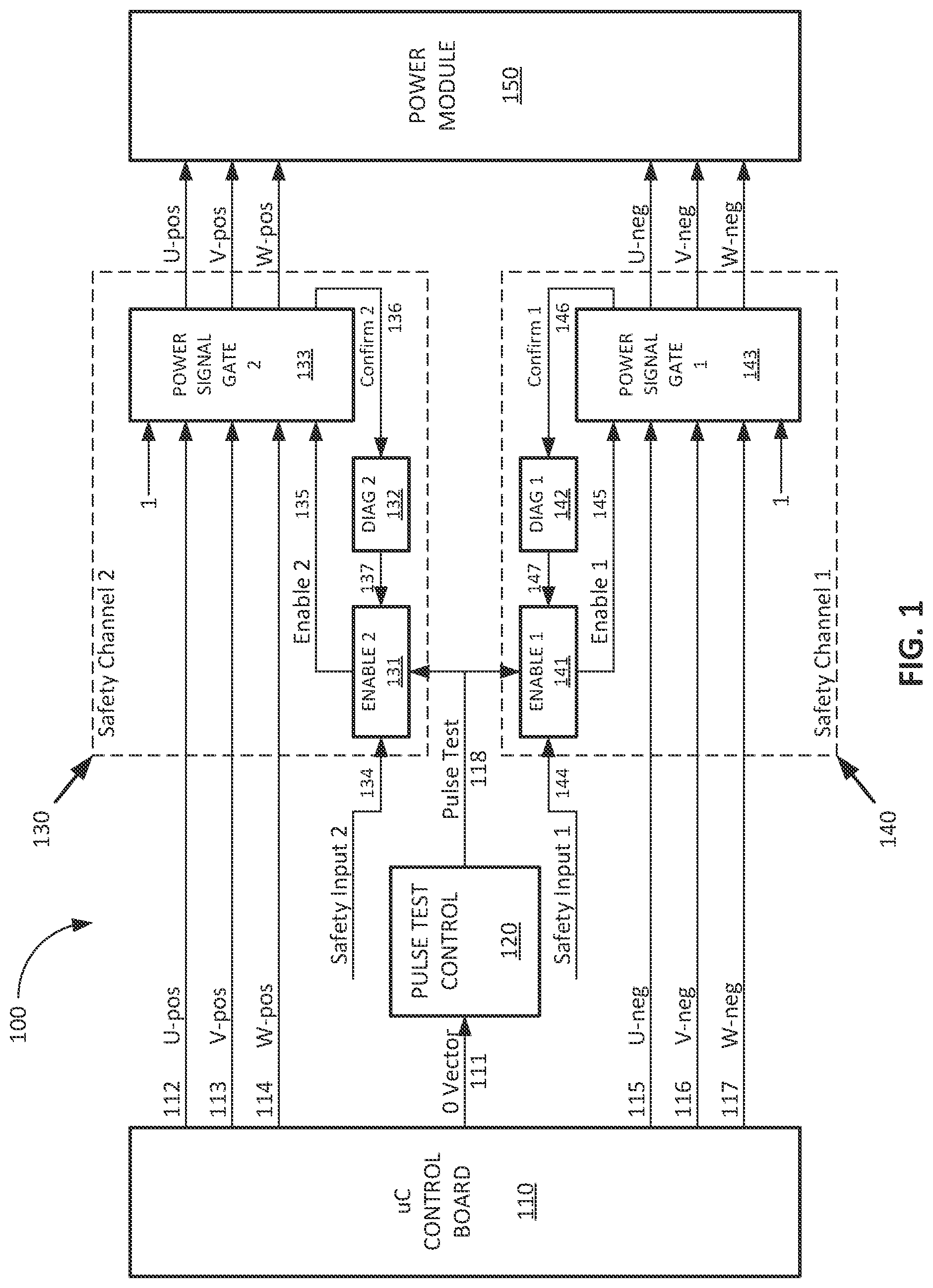 Patent US12597764 Figure 1 – Safety test circuit and method