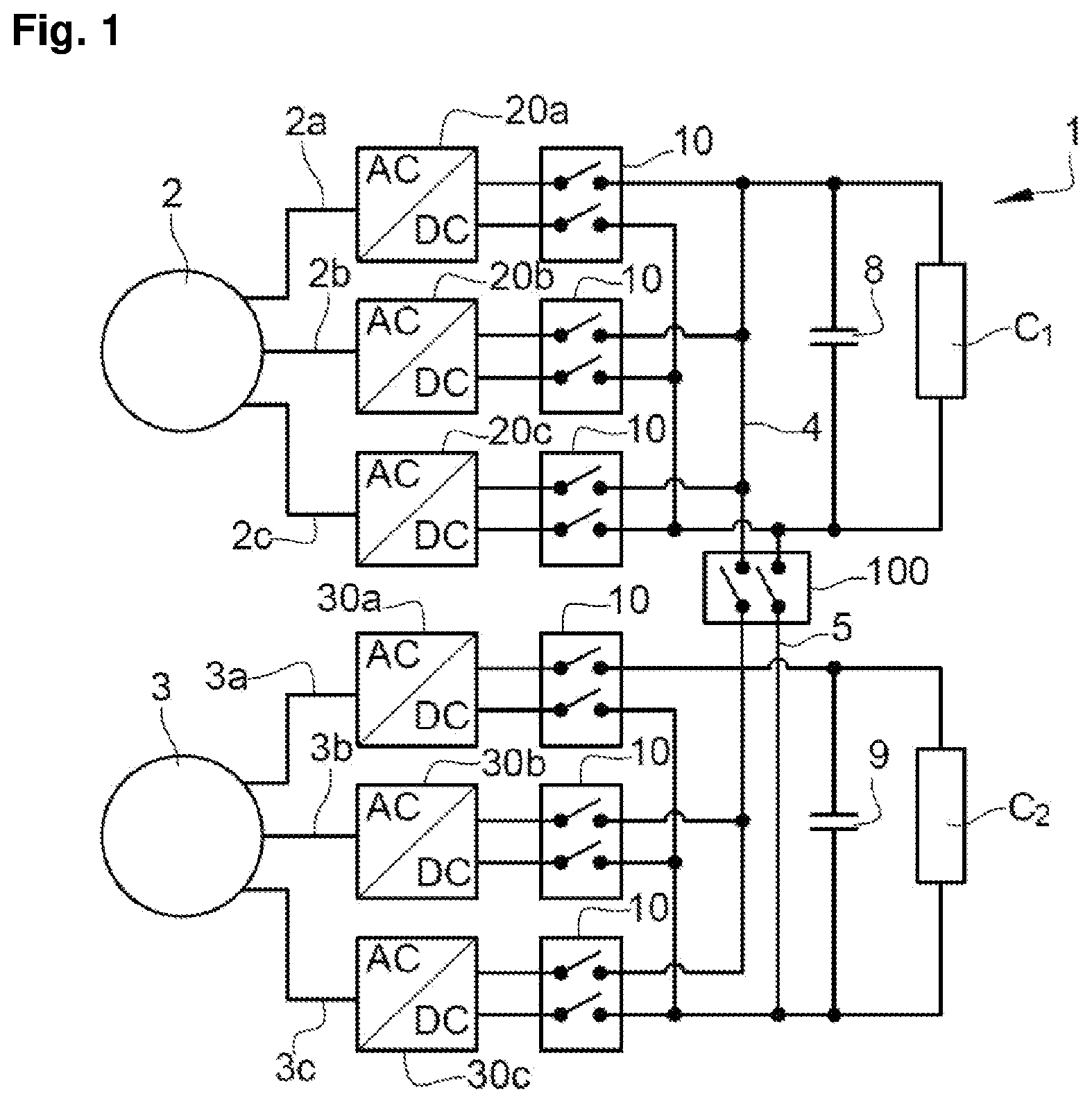 Patent US12597779 Figure 1 – Aircraft electrical energy supply network