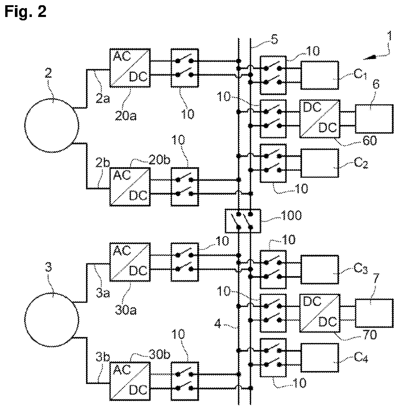 Patent US12597779 Figure 2 – Aircraft electrical energy supply network