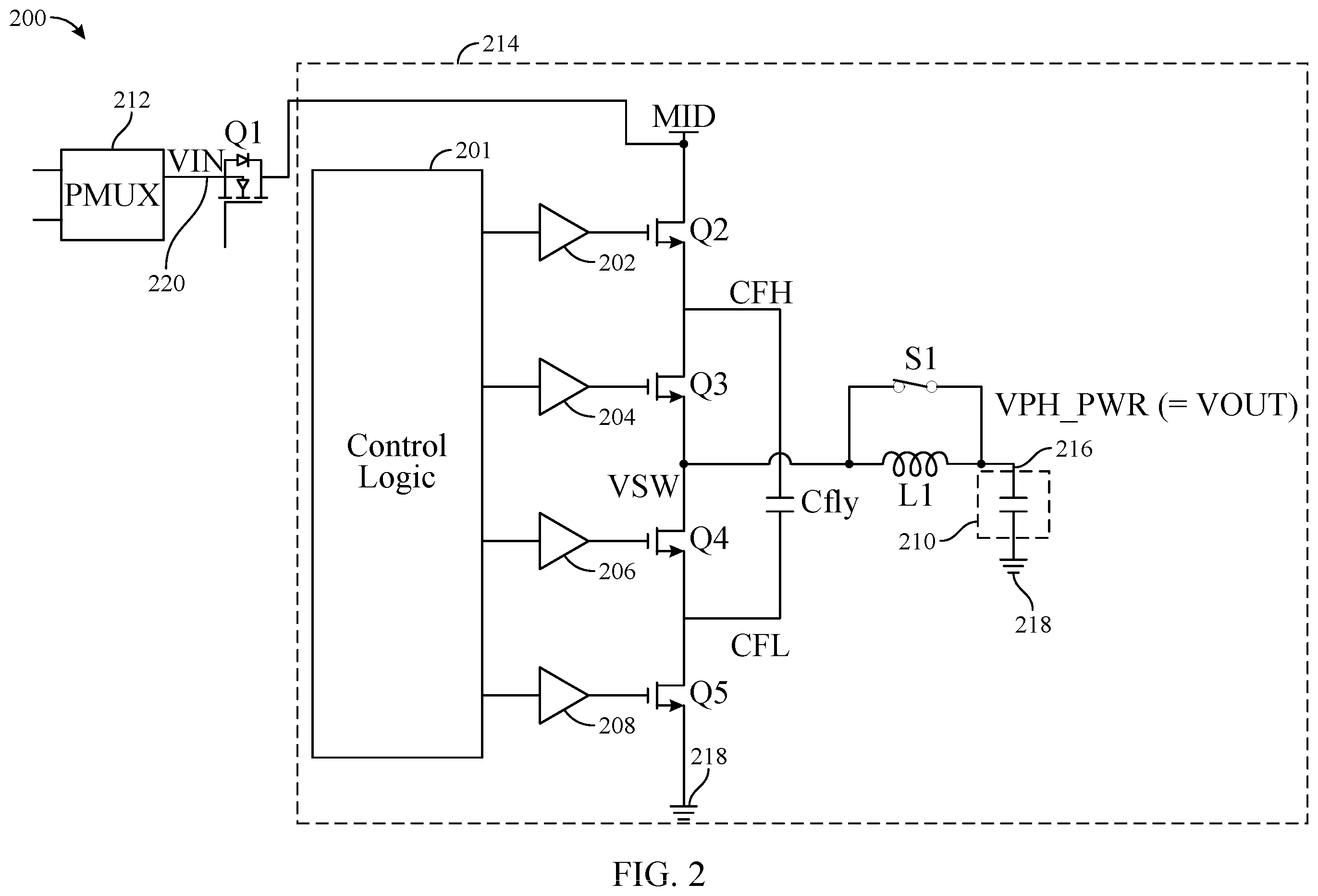 Patent US12597784 Figure 2 – Power supply circuit with short circuit protection