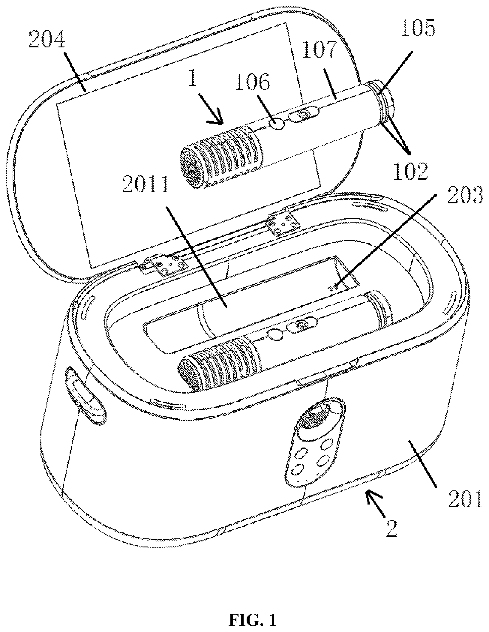 Patent US12597789 Figure 1 – Horizontally-charging smart acoustic system
