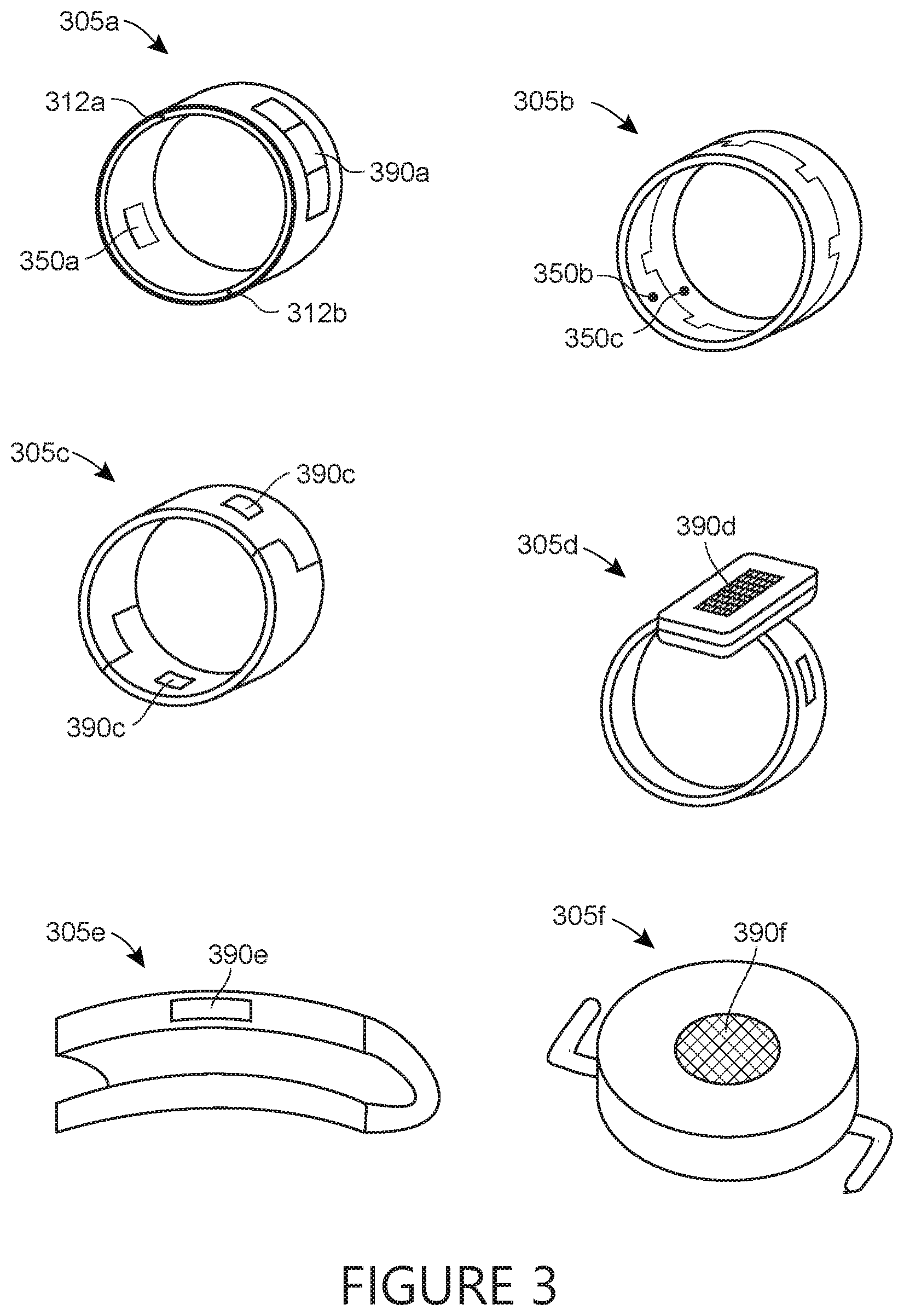 Patent US12597790 Figure 3 – Wireless charging system for wearable ring with LED activity indicators