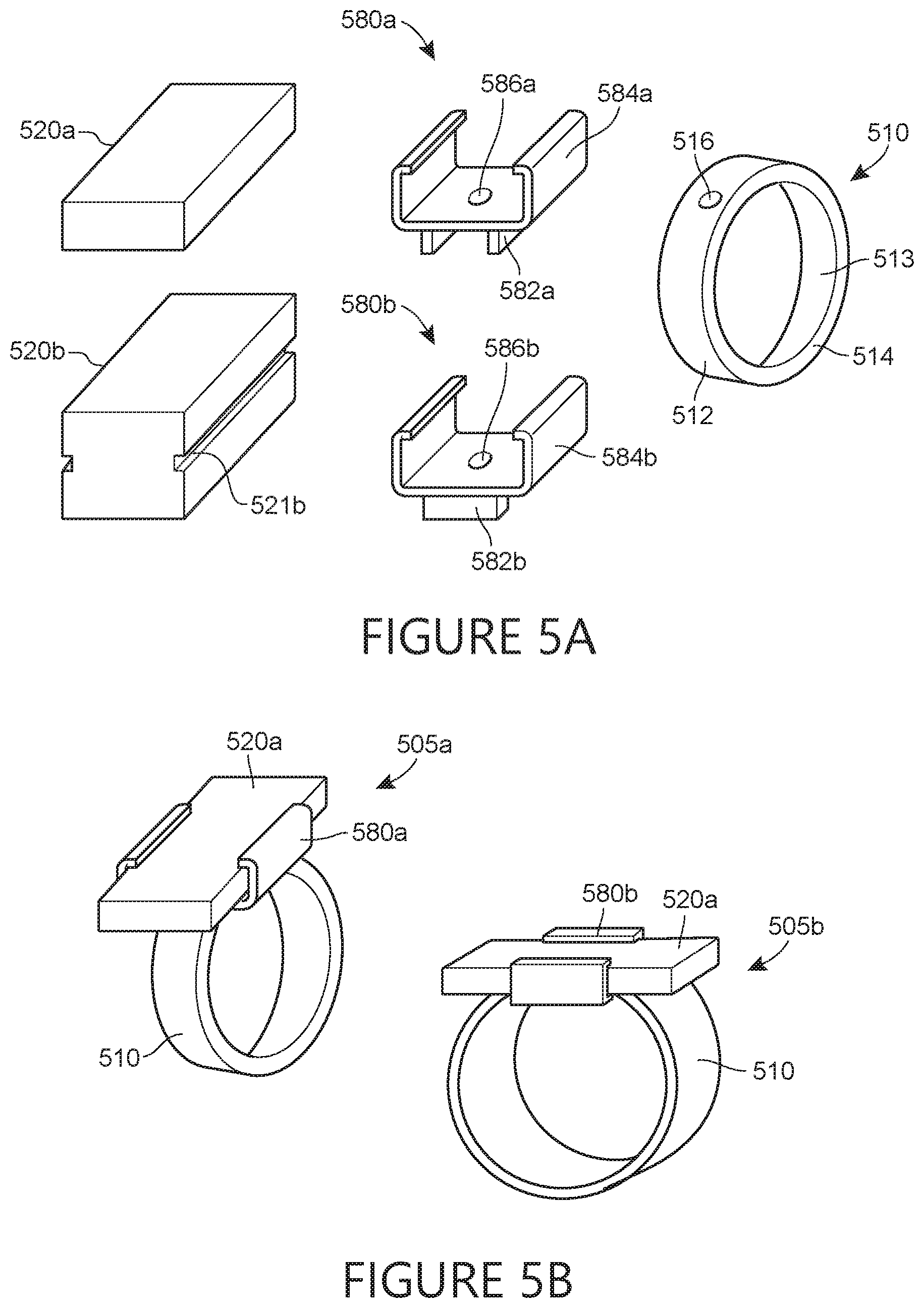 Patent US12597790 Figure 5 – Wireless charging system for wearable ring with LED activity indicators