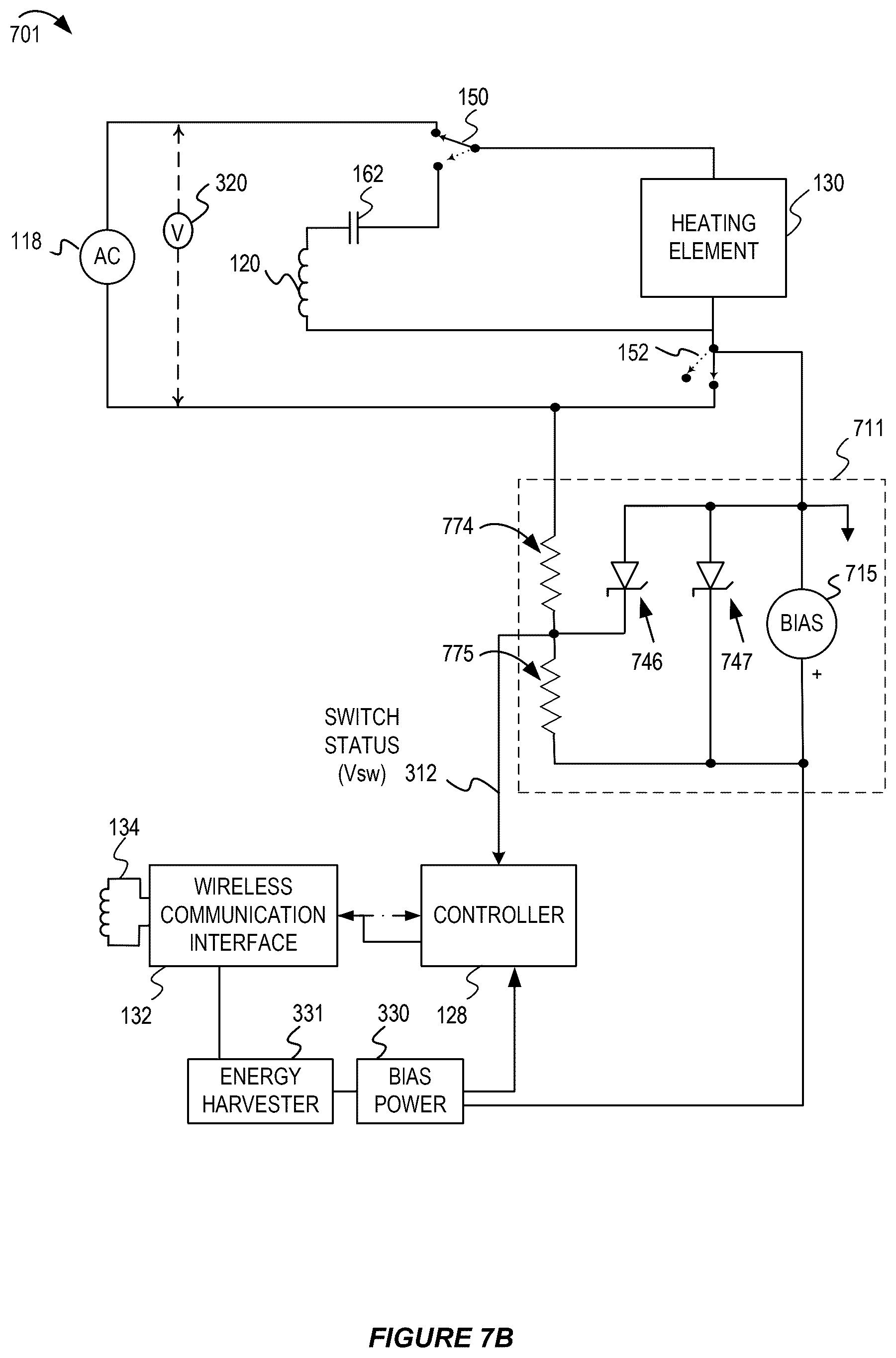 Patent US12597806 Figure 7 – Power source selection and control in an apparatus