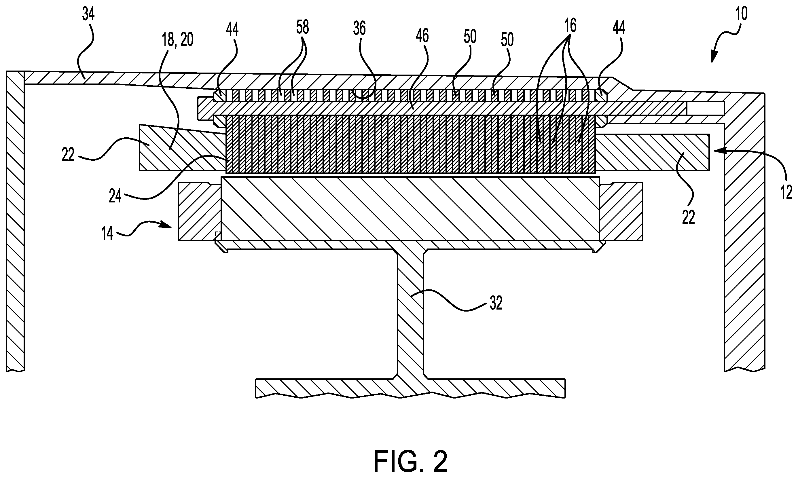 Patent US12597813 Figure 2 – Electric motor with coolant flow at stator slots