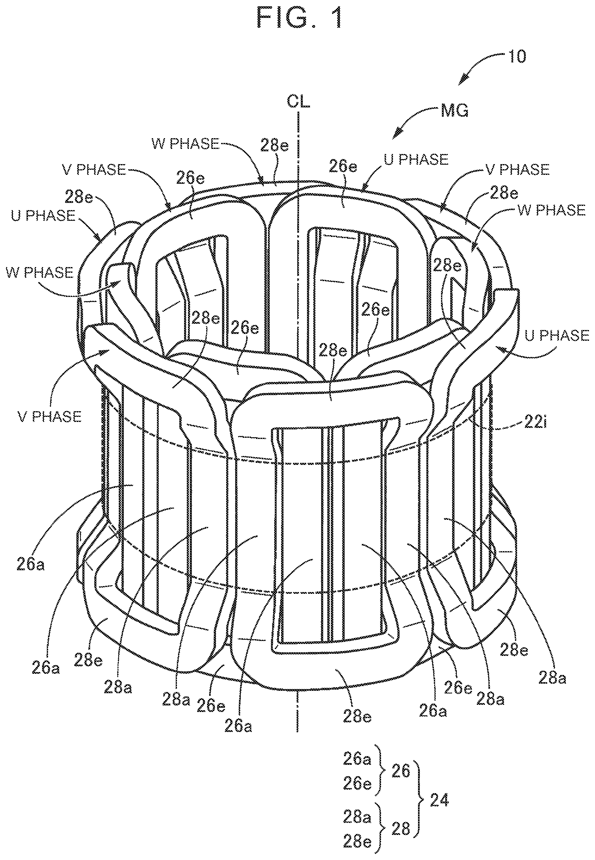 Patent US12597821 Figure 1 – Rotary electric machine