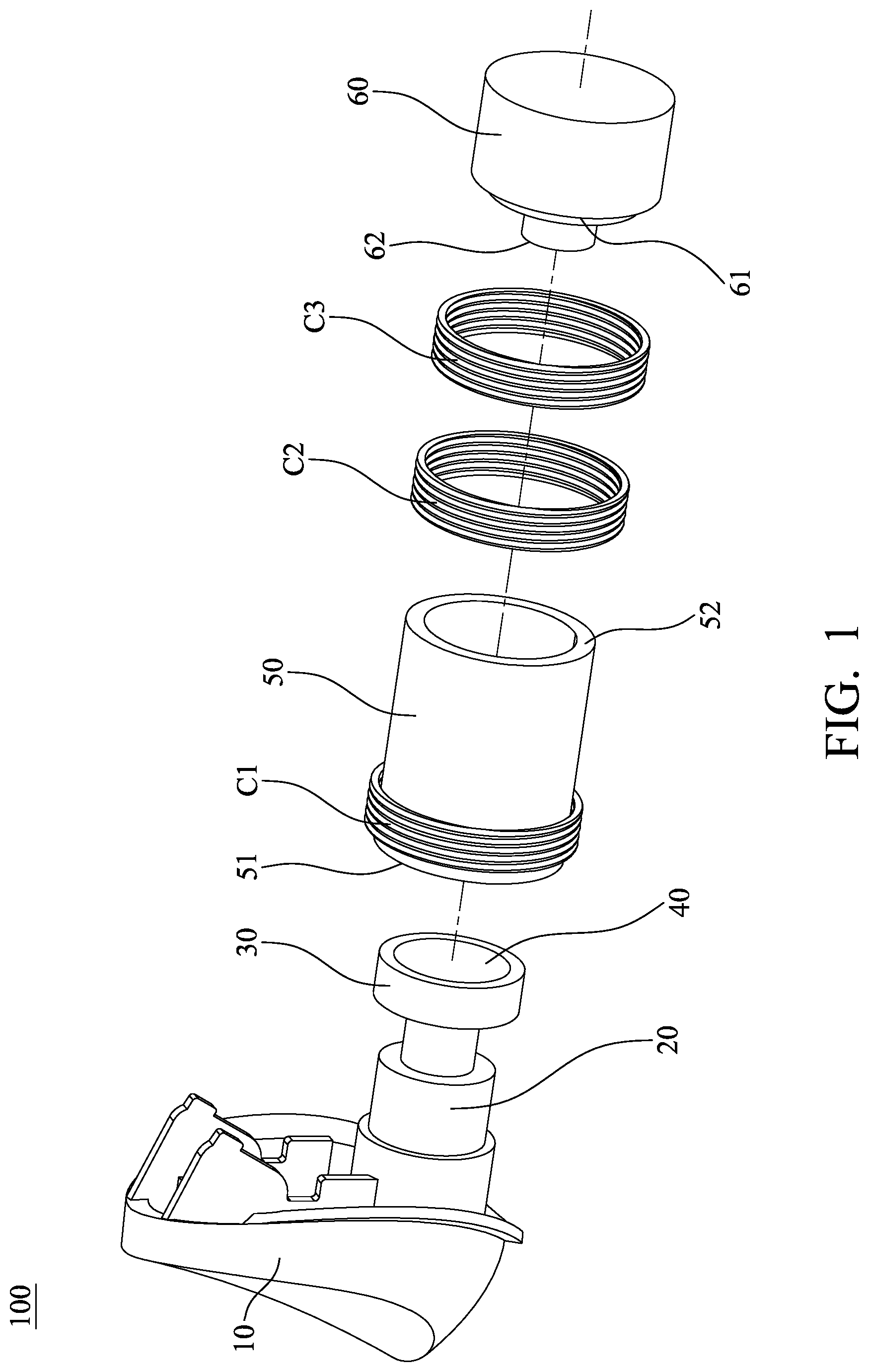 Patent US12597839 Figure 1 – Button mechanism