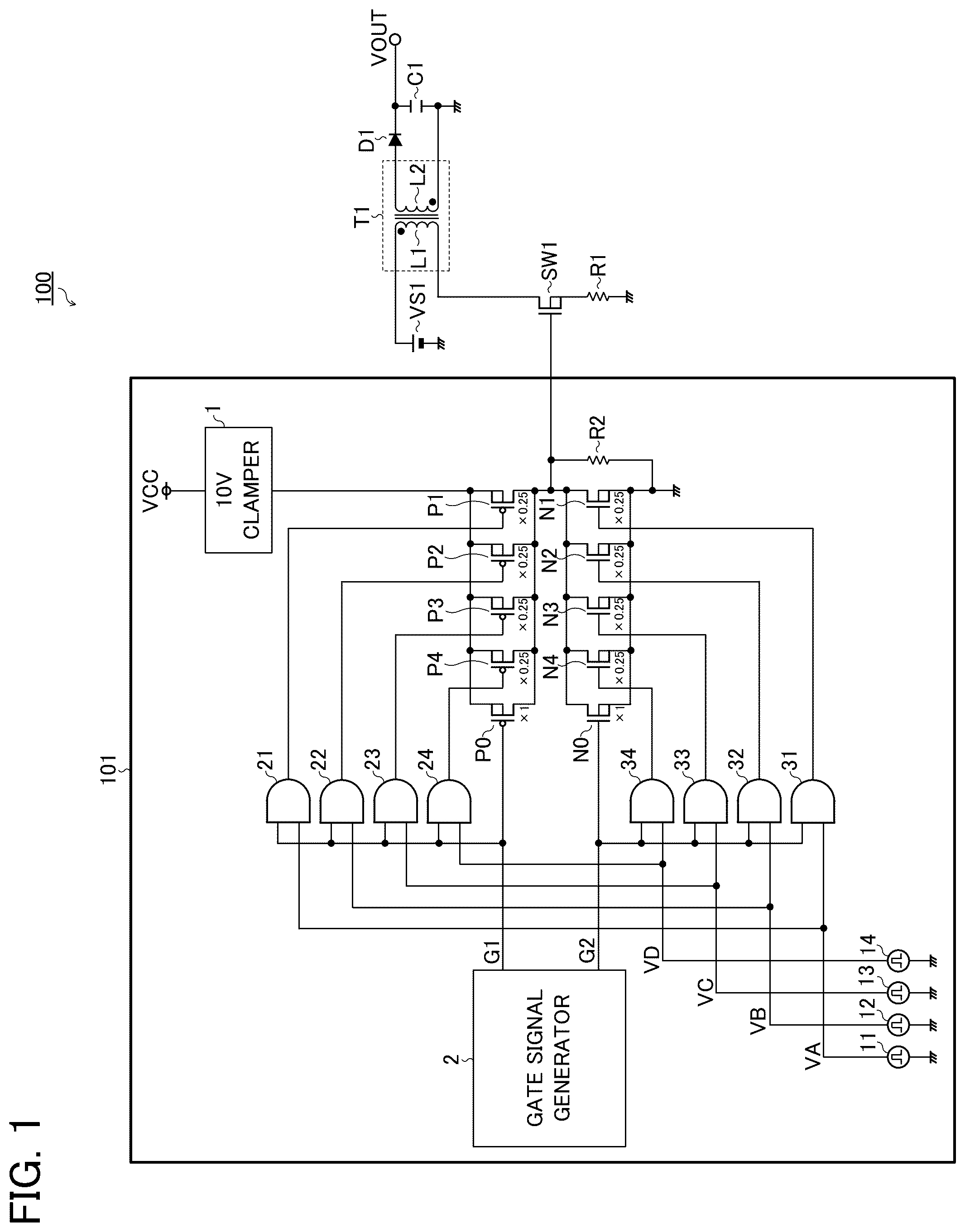 Patent US12597849 Figure 1 – Driving device, switching power supply apparatus, and vehicle